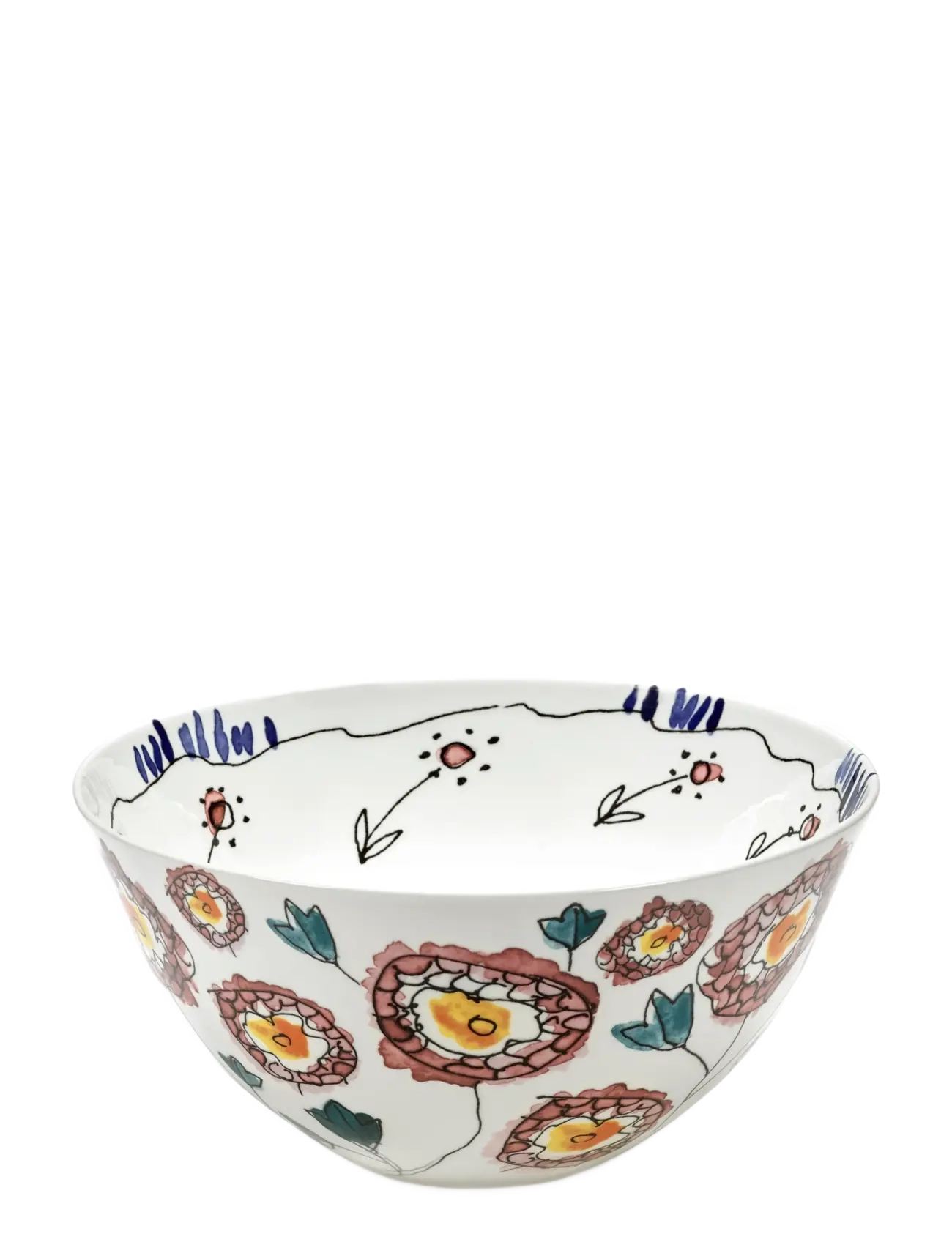 Serax Marni Midnight Flowers Serving Bowl L D25Cm Anemone Milk, Serving Skål, Multi/mønstret, Str: 250 CL