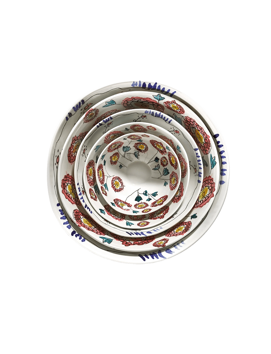 Serax - Serax Marni Midnight Flowers Serving Bowl L D25cm Anemone milk - serveerimisnõud - red blue - 0