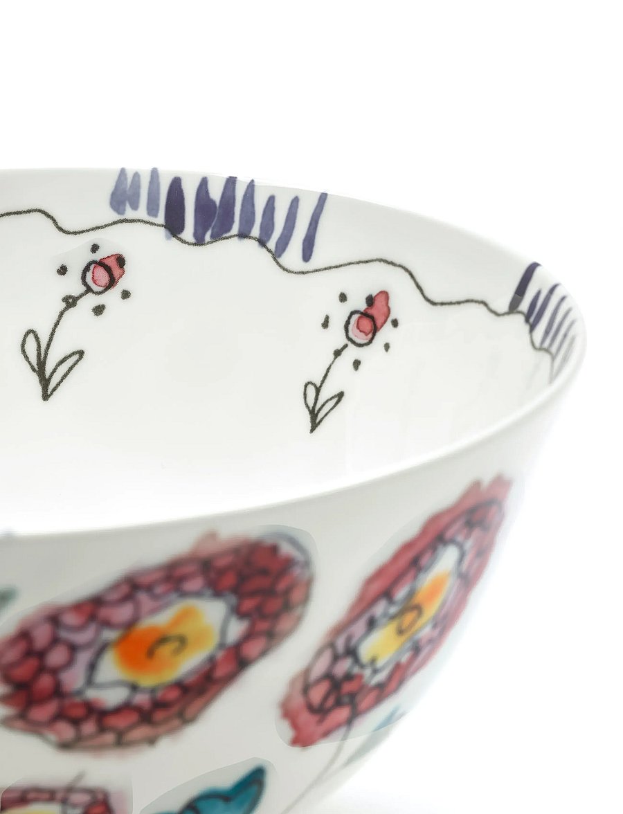 Serax - Serax Marni Midnight Flowers Serving Bowl L D25cm Anemone milk - serveerimisnõud - red blue - 4