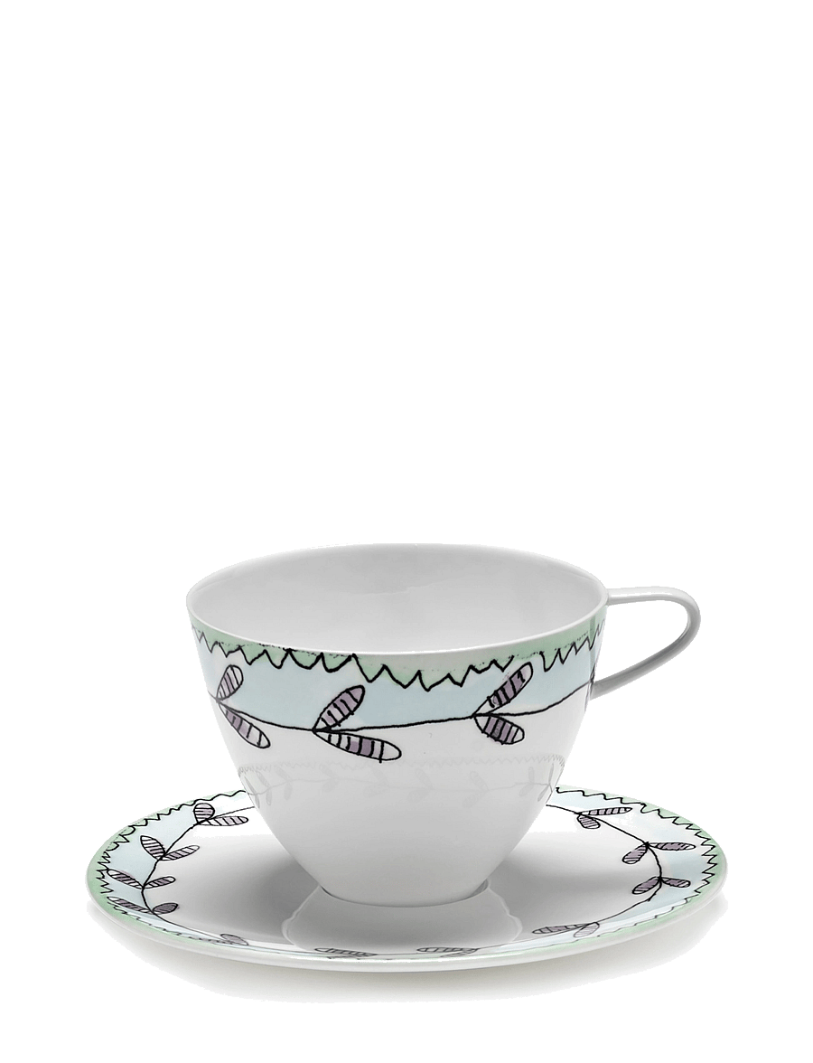 Serax - CAPPUCCINO CUP + SAUCER BLOSSOM MILK MF set/2 - teetassid - pink blue - 1
