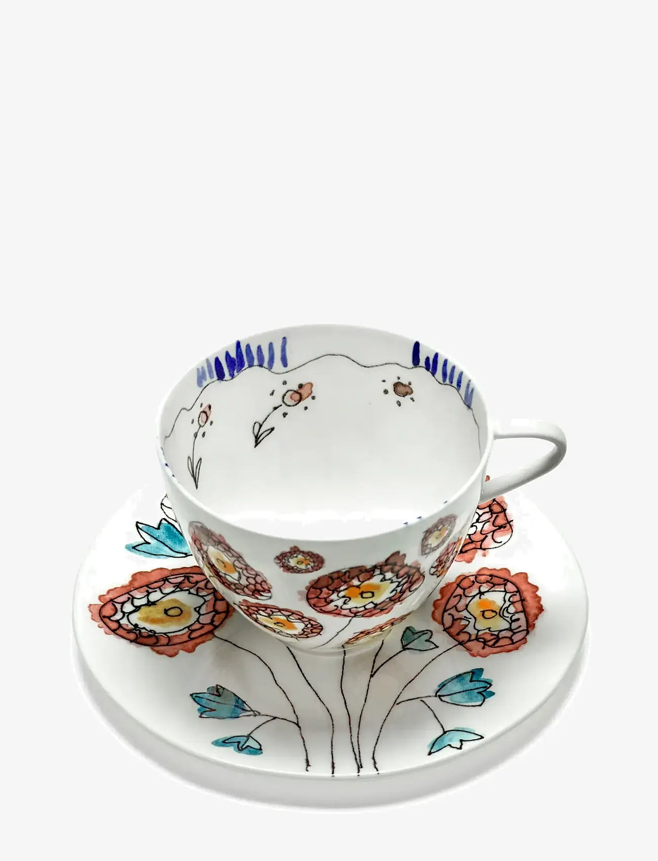 Serax - CAPPUCCINO CUP + SAUCER ANEMONE MILK MF set/2 - teetassid - pink blue - 2