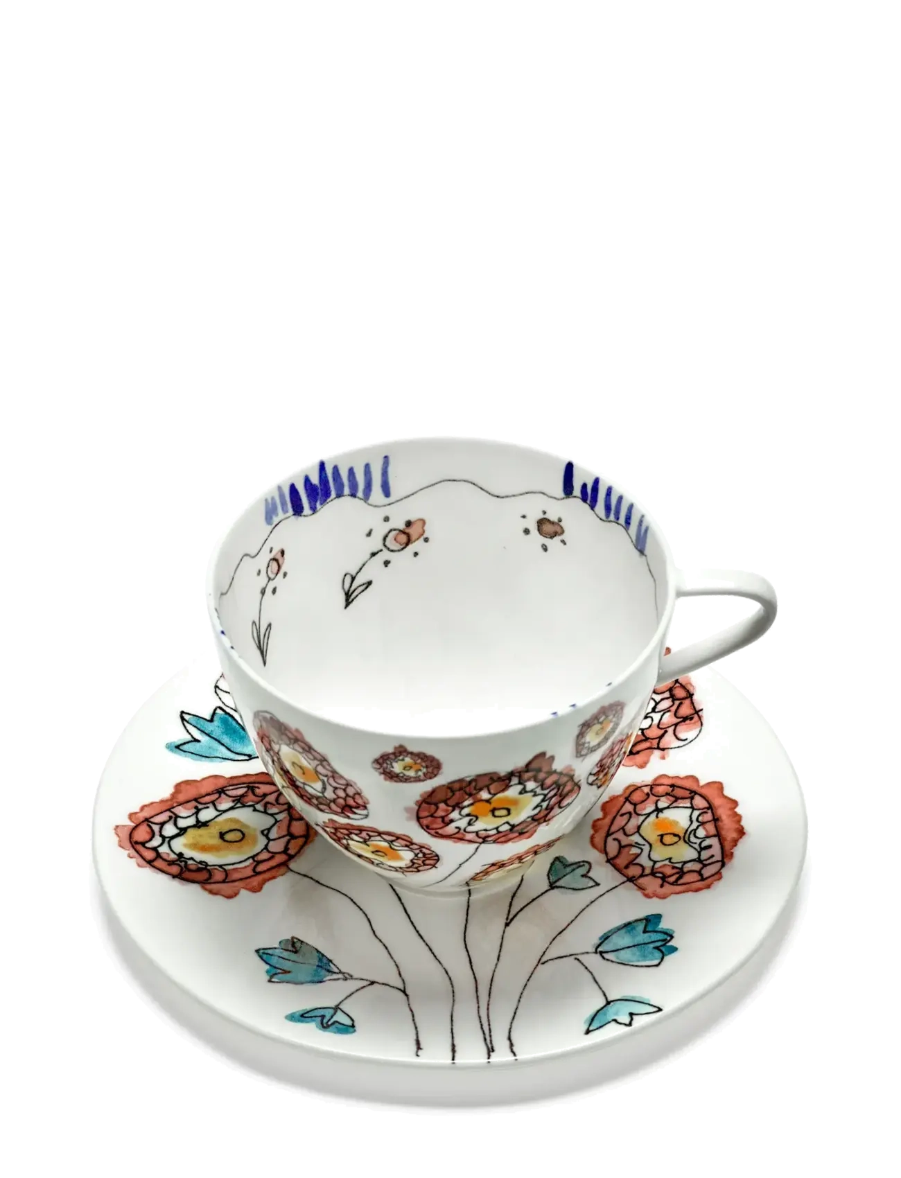 Serax - CAPPUCCINO CUP + SAUCER BLOSSOM MILK MF set/2 - teetassid - pink blue - 2
