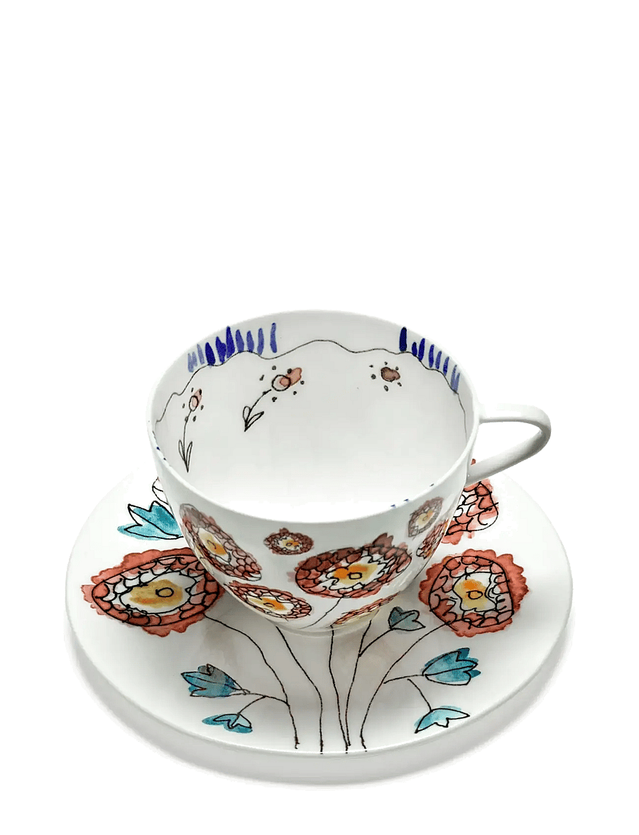 Serax - CAPPUCCINO CUP + SAUCER BLOSSOM MILK MF set/2 - tekopper - pink blue - 2