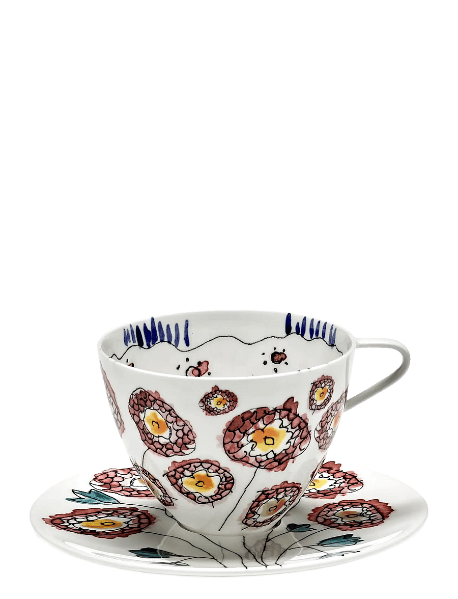 Serax - CAPPUCCINO CUP + SAUCER BLOSSOM MILK MF set/2 - tekopper - red blue - 0