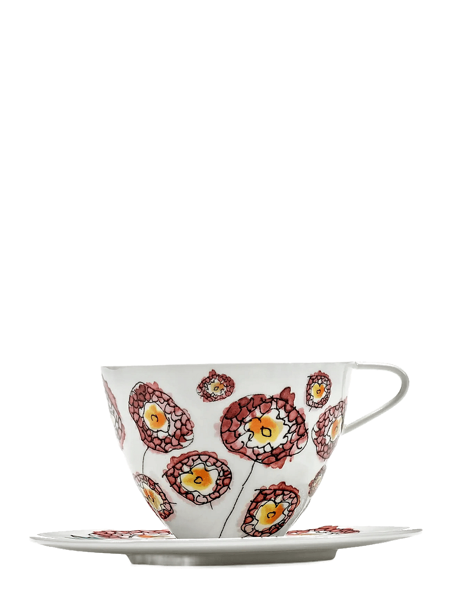 Serax - CAPPUCCINO CUP + SAUCER BLOSSOM MILK MF set/2 - tekopper - red blue - 1