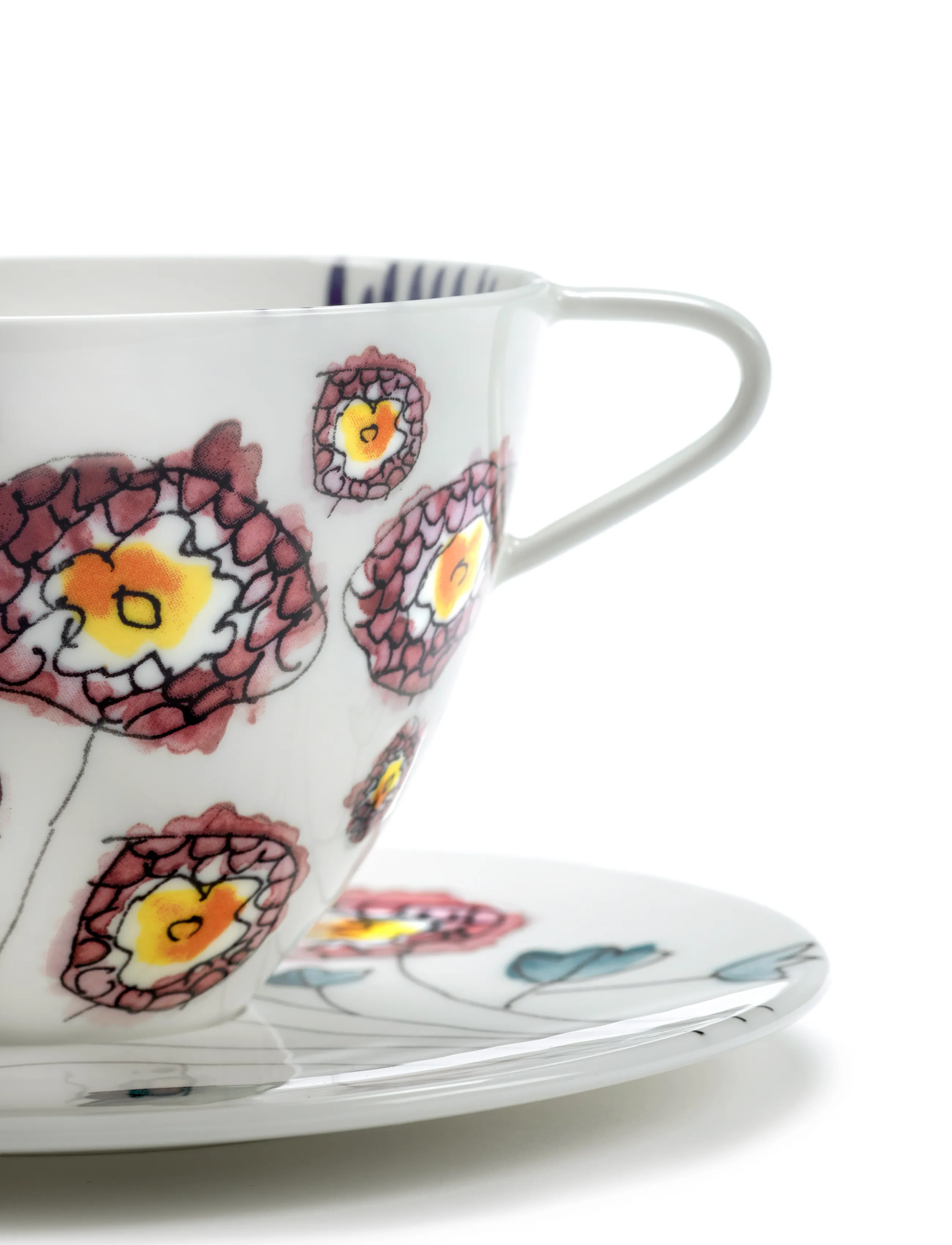 Serax - CAPPUCCINO CUP + SAUCER ANEMONE MILK MF set/2 - tea cups - red blue - 3