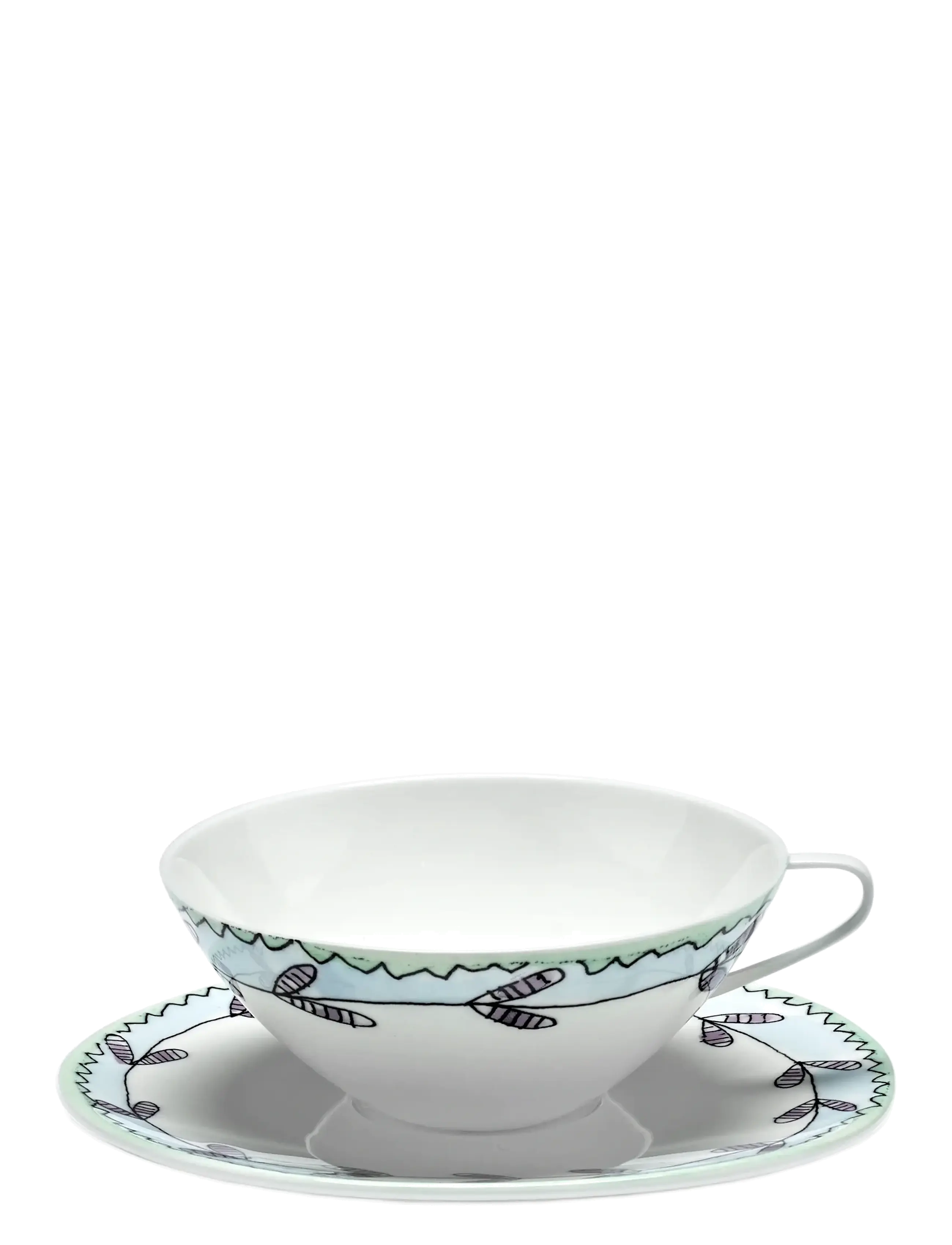 TEA CUP + SAUCER ANEMONE MILK MF set/2 - PINK BLUE