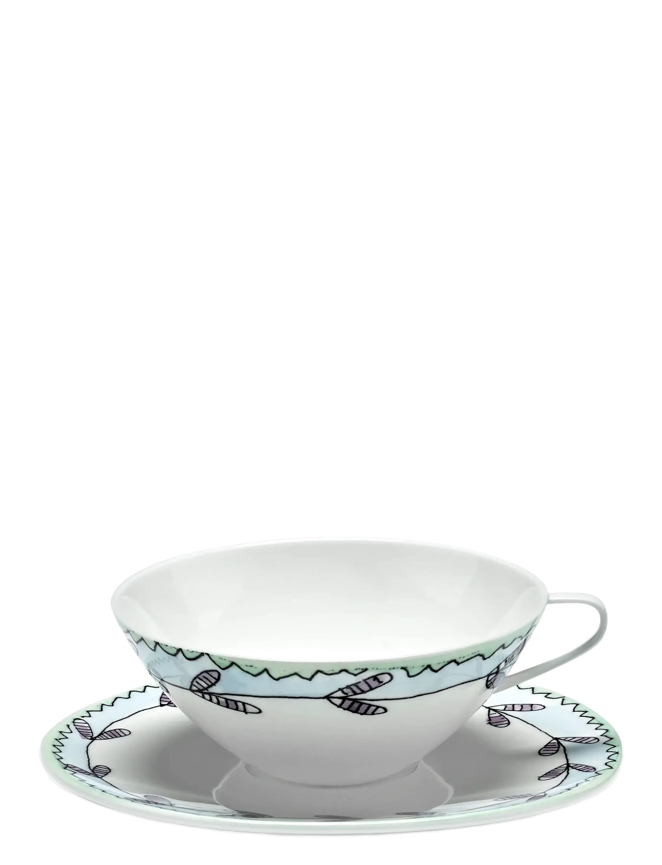 TEA CUP + SAUCER ANEMONE MILK MF set/2 - RED BLUE