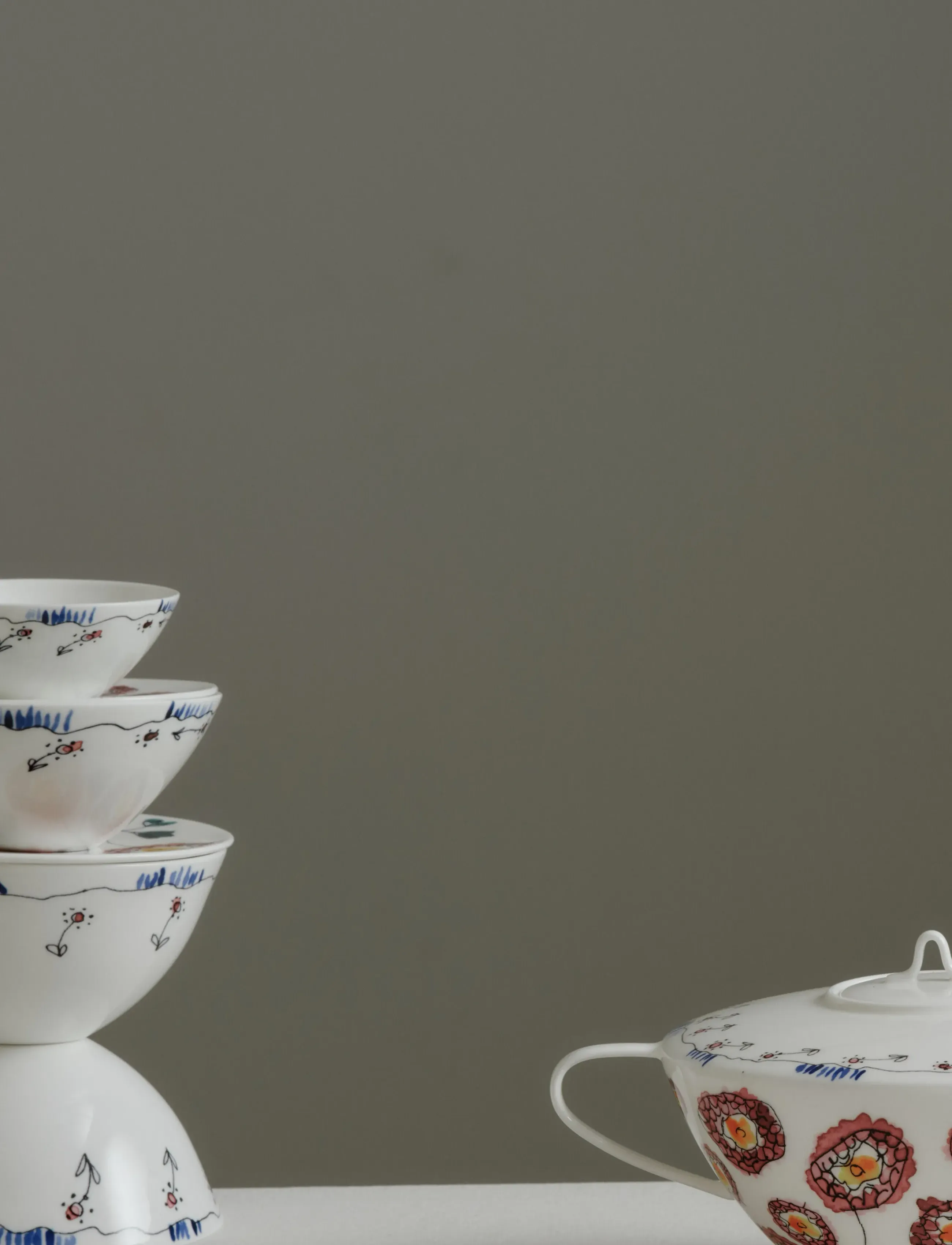 Serax - Serax Marni Midnight Flowers Tea Pot D16cm Anemone milk - teekannen - red blue - 4