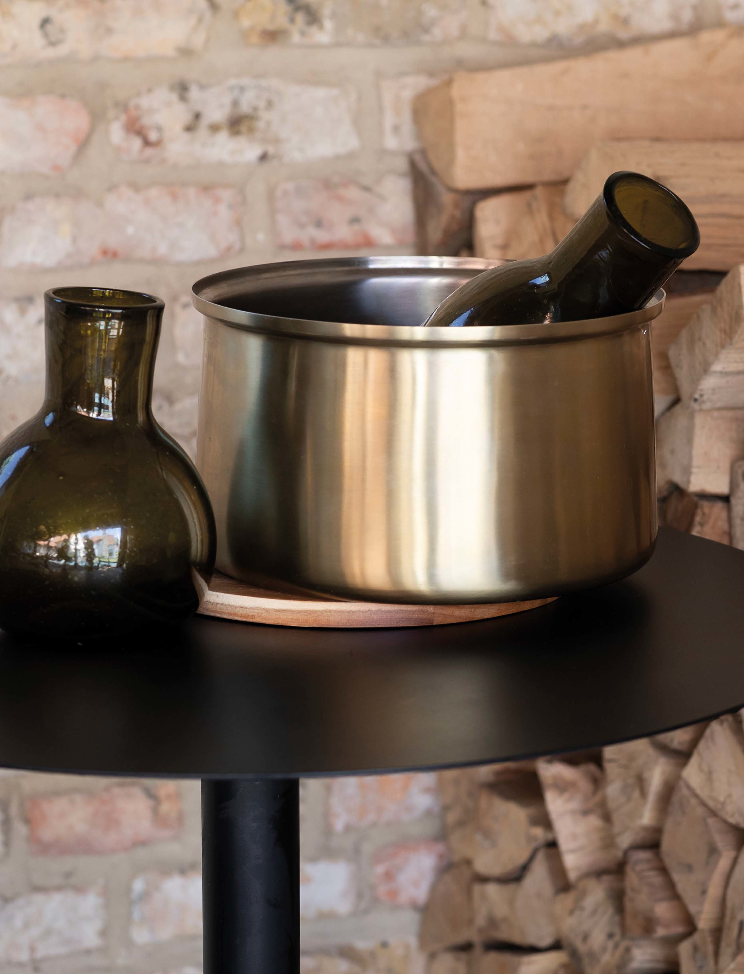 Serax Ice Bucket L Brushed Steel, 10 l, Drink & Bar Accessories, Gold - Buckets, Homeware
