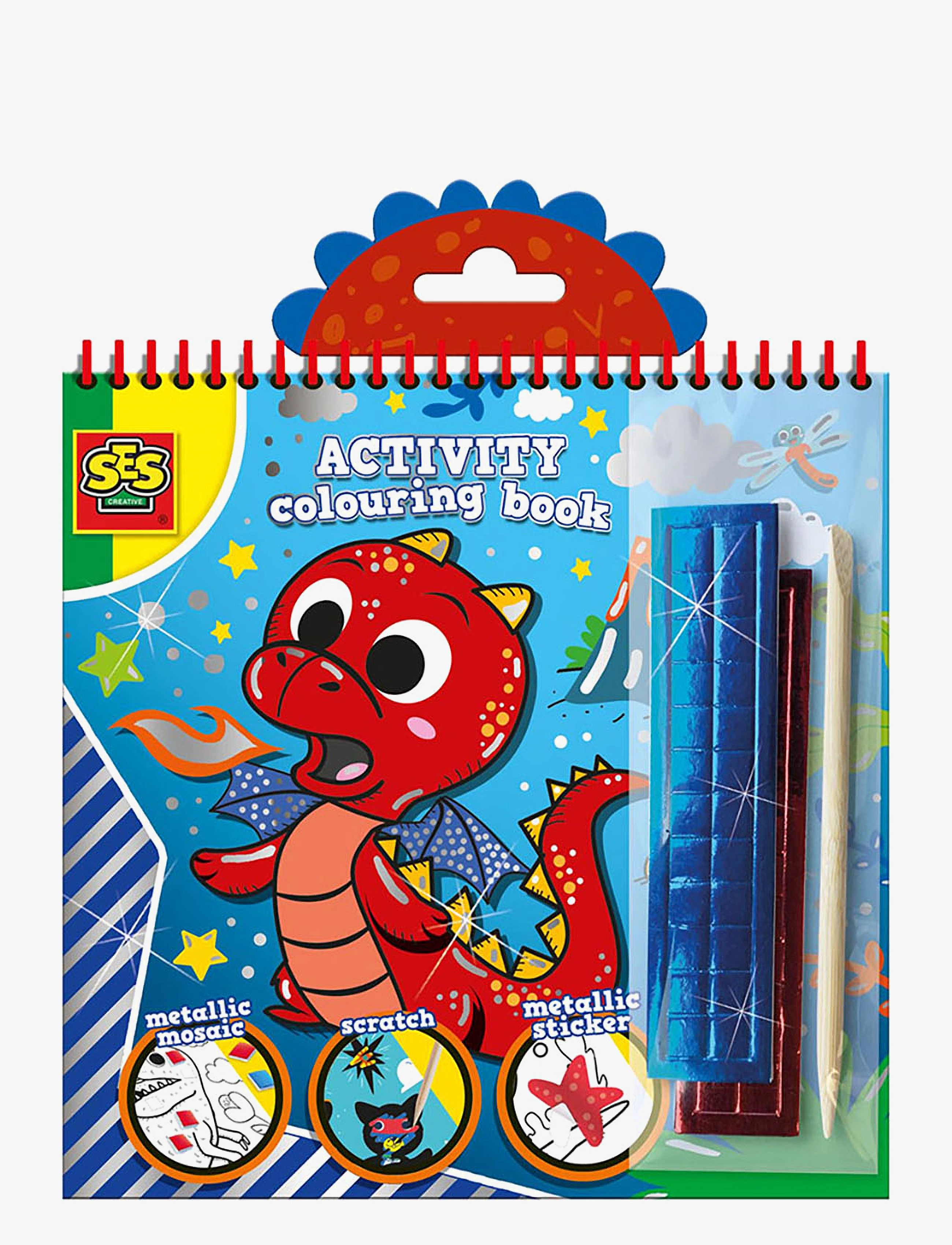 SES Creative Activity Colouring Book Metallic 3 In 1, Børn, Coloring & Craft Books, Blå, Str: ONE SIZE