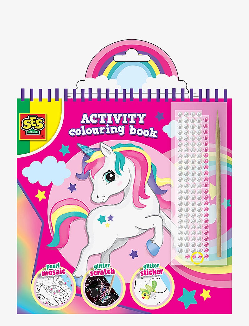 SES Creative - Activity Colouring Book - Glitter 3 in 1 - värvimis- & käsitööraamatud - pink - 0