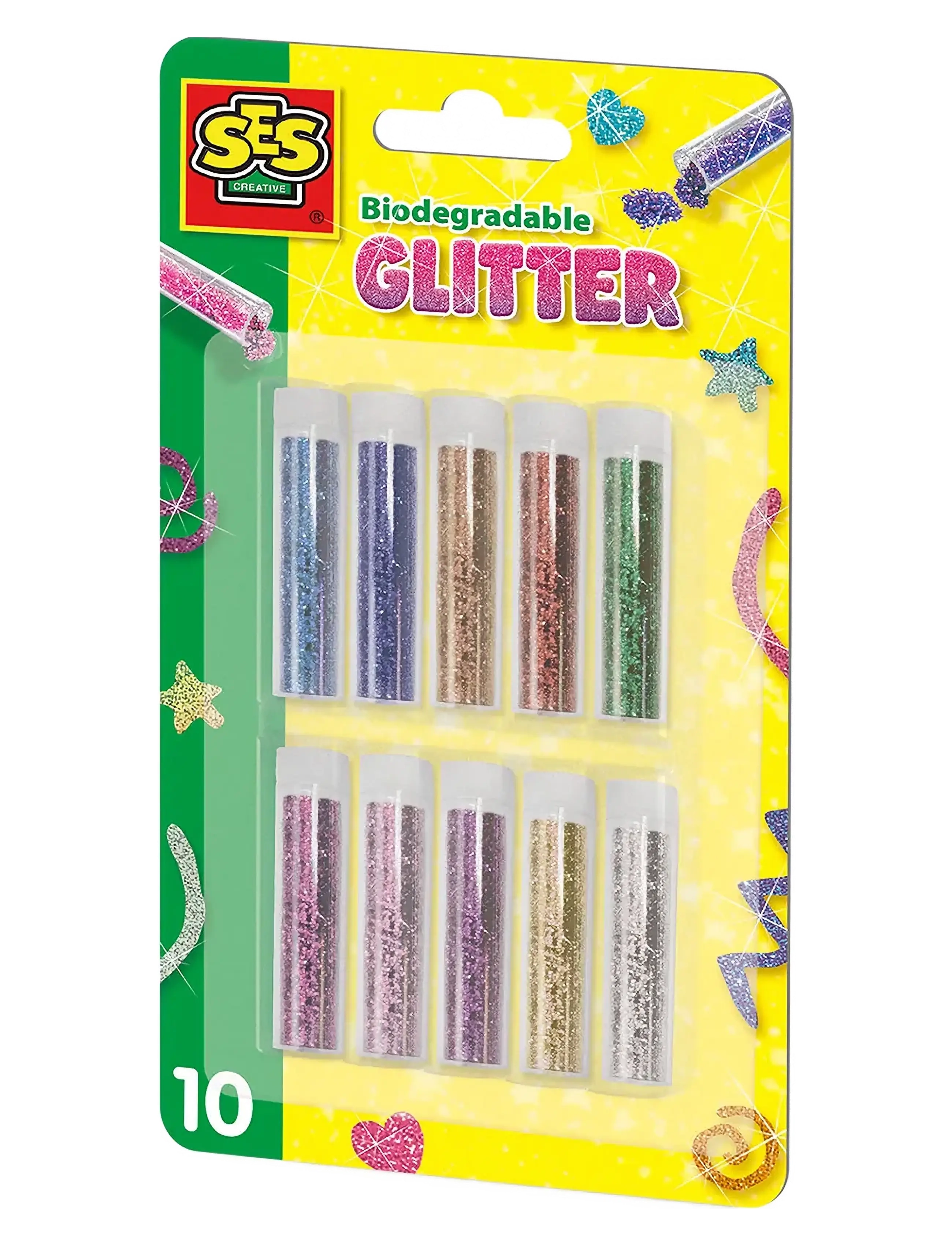 SES Creative Biodegradable Glitter 10 colours - Legetøj - MULTI / multi
