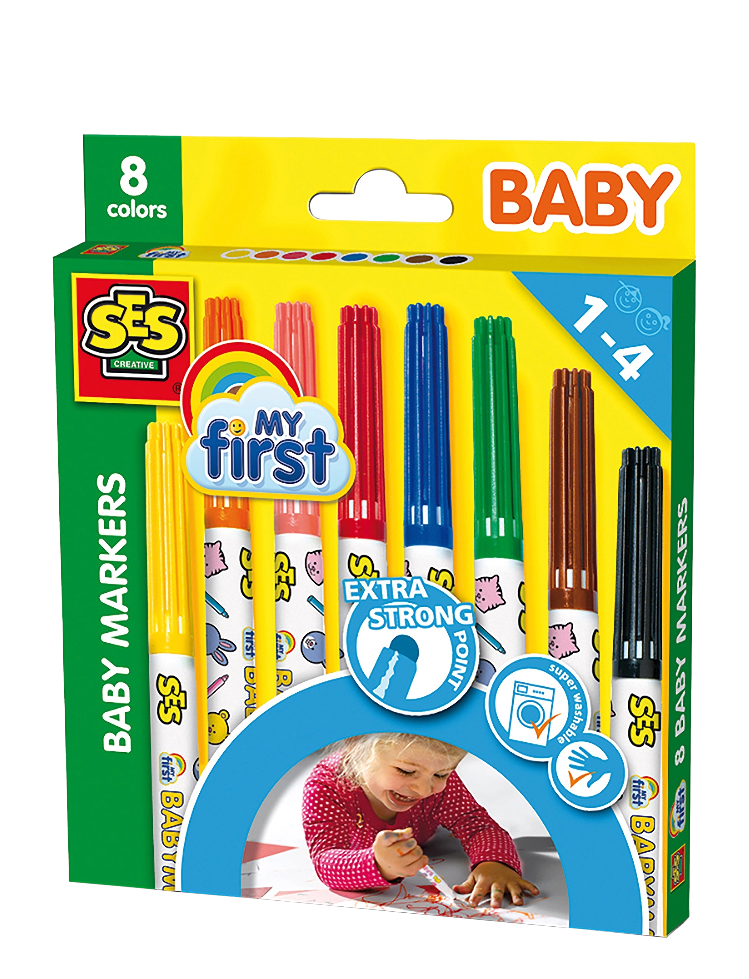 SES Creative Baby Markers 8 Colours, Børn, Coloured Blyant, Multi/mønstret, Str: ONE SIZE