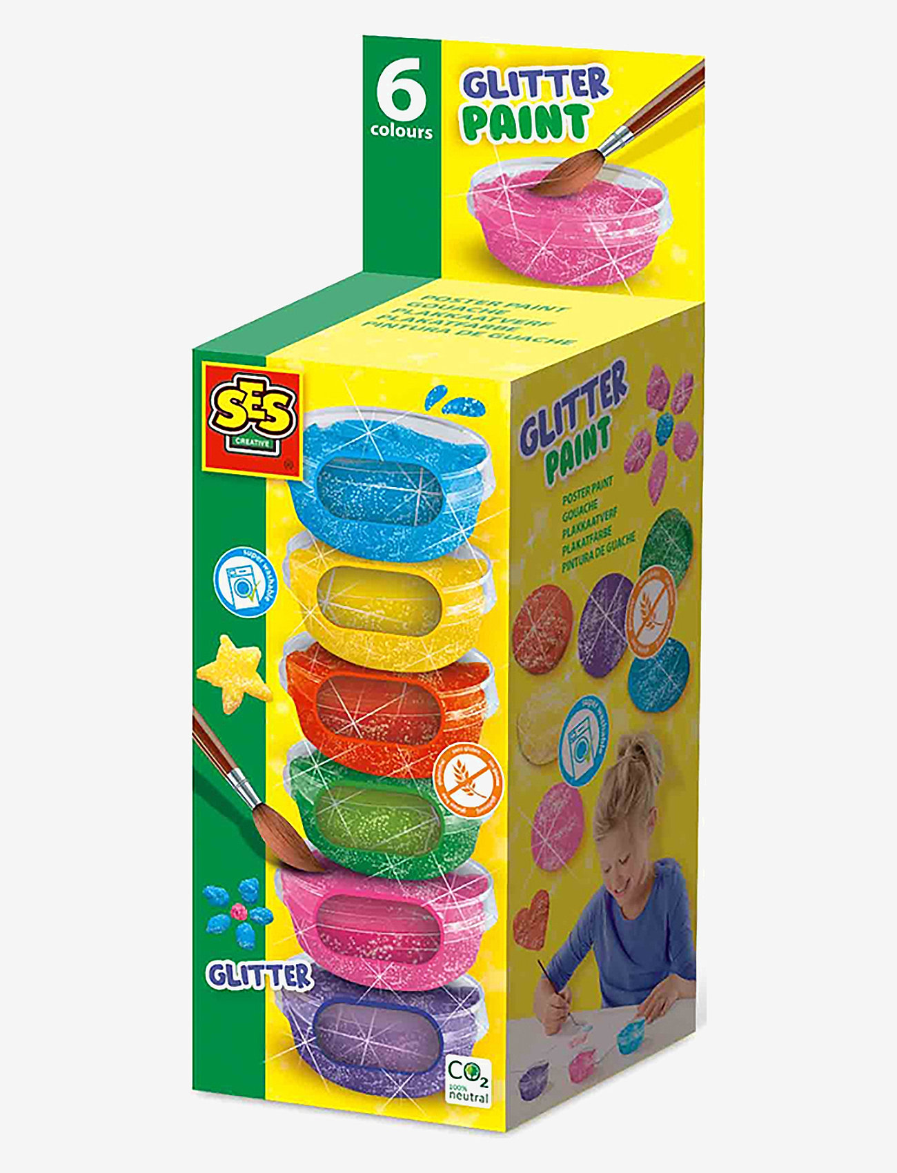 SES Creative - Poster Paint Glitter 6x45ml - färg - multi - 1