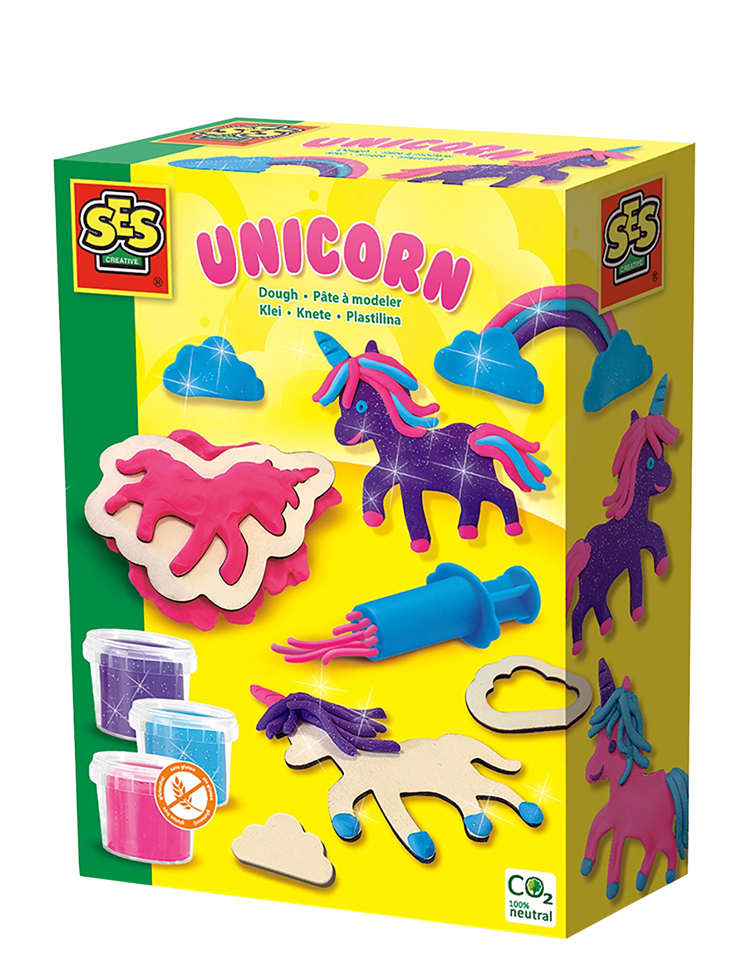 SES Creative Dough Unicorn Neon Glitter, Børn, Play Dough, Multi/mønstret, Str: ONE SIZE