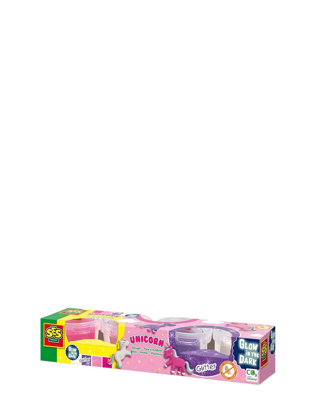 SES Creative Dough Unicorn 4X90Gr, One Size, Craft, Rosa - Play Dough, Kinder