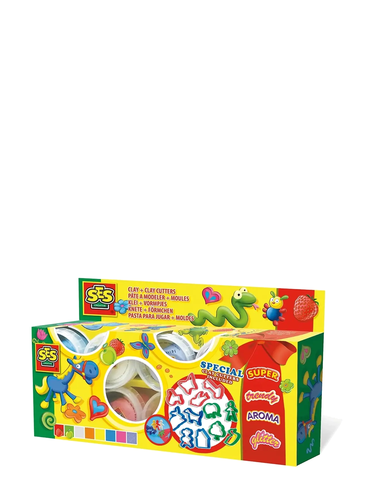 SES Creative Clay 8 Cupsx90Gr+ 12 Cutters, One Size, Craft, Gelb - Play Dough, Kinder