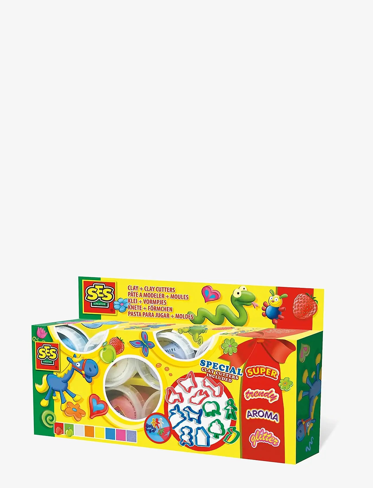 SES Creative - Clay 8 cupsx90gr+ 12 cutters - spielknete - multi - 0