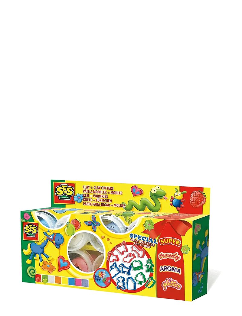 SES Creative - Clay 8 cupsx90gr+ 12 cutters - spielknete - multi - 0