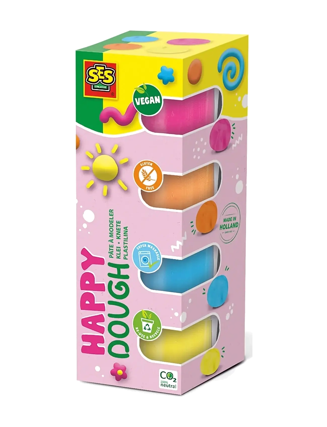 SES Creative Dough Feel Good Happy, One Size, Craft, Rosa - Play Dough, Kinder
