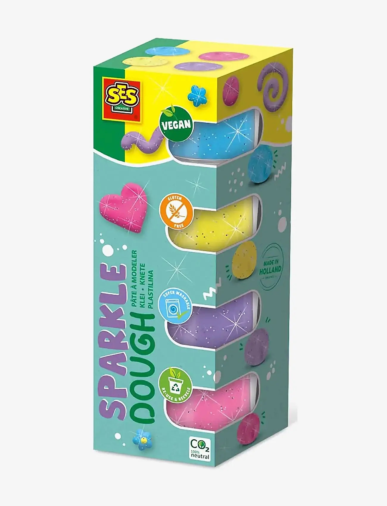 SES Creative - Dough - Feel Good Sparkle 4x90gr - modellervoks - multi - 1