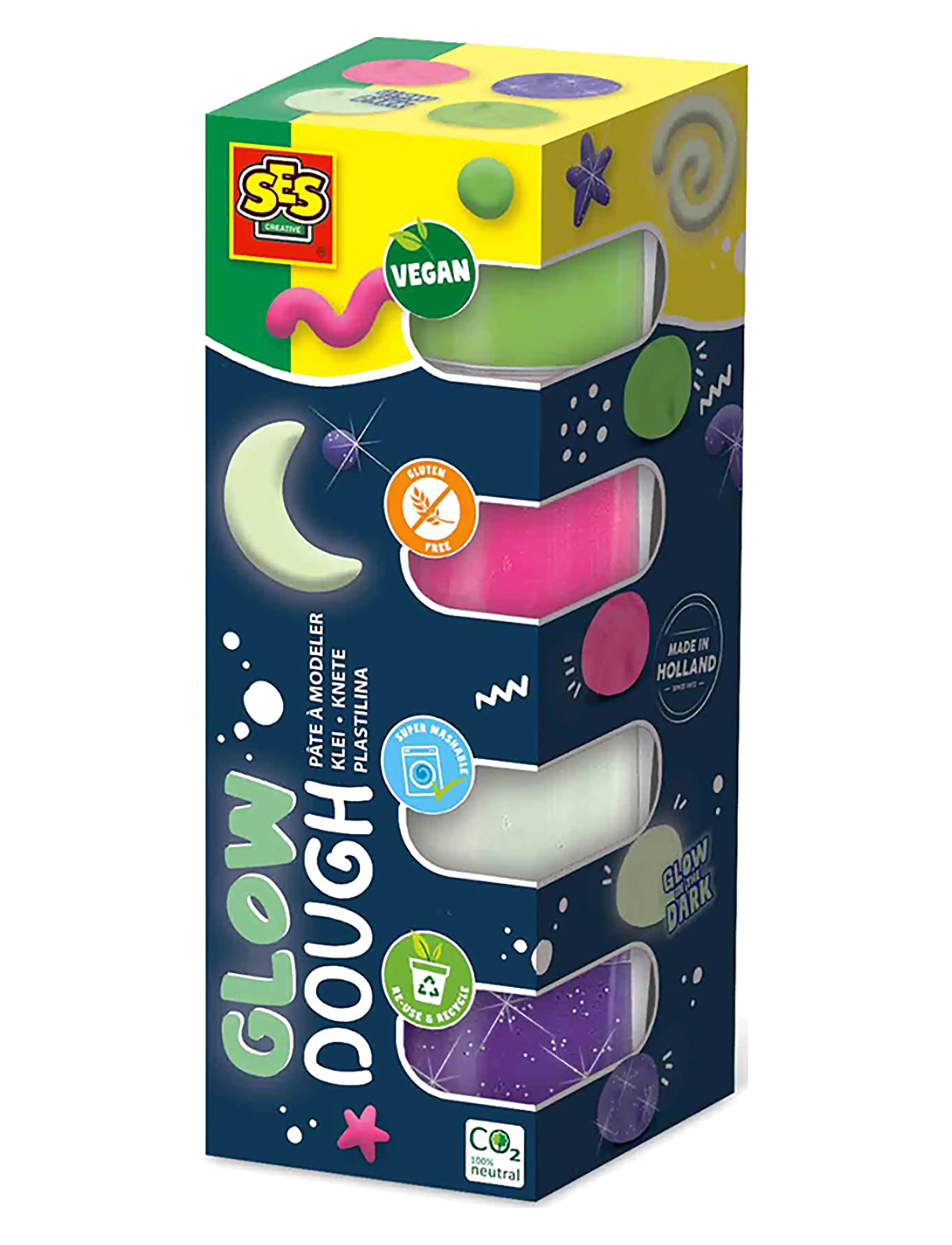 SES Creative Dough - Feel Good Glow 4x90gr - Legetøj - MULTI / multi
