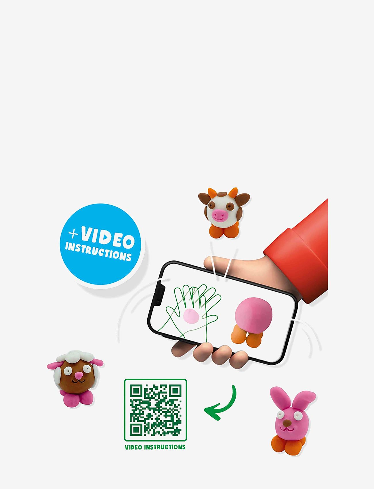 SES Creative - Dough - FunDo Farm animals 3x90gr 1x40gr - pink - 2