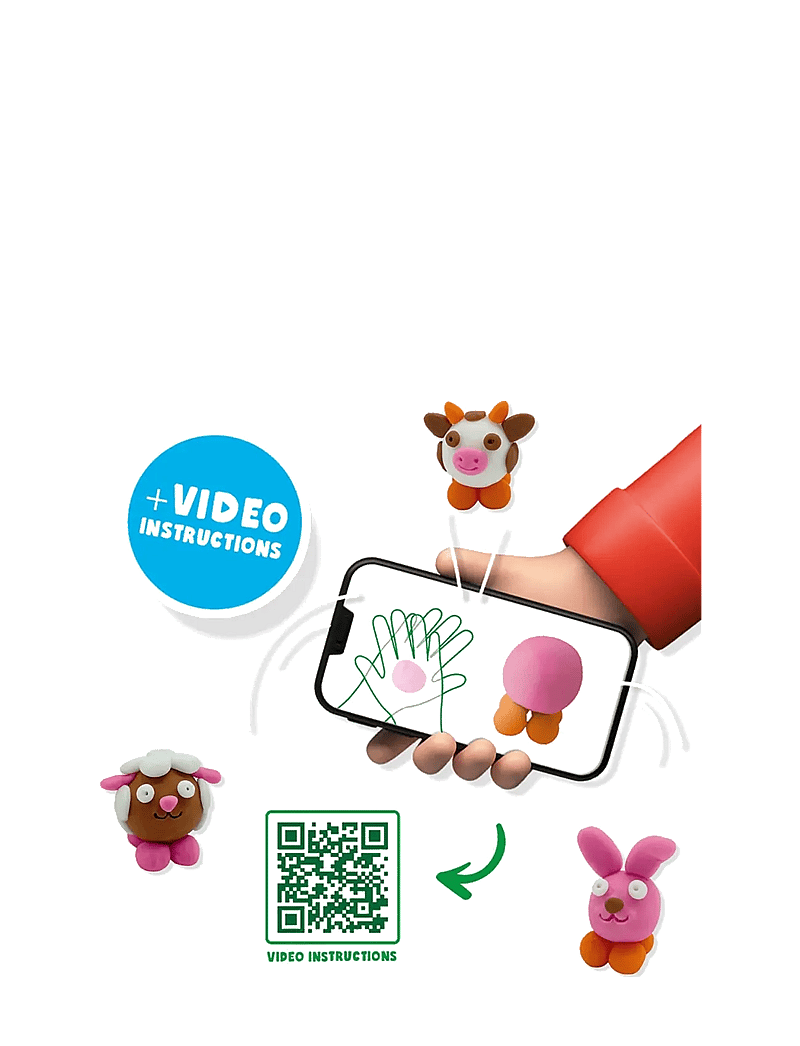 SES Creative - Dough - FunDo Farm animals 3x90gr 1x40gr - pink - 2