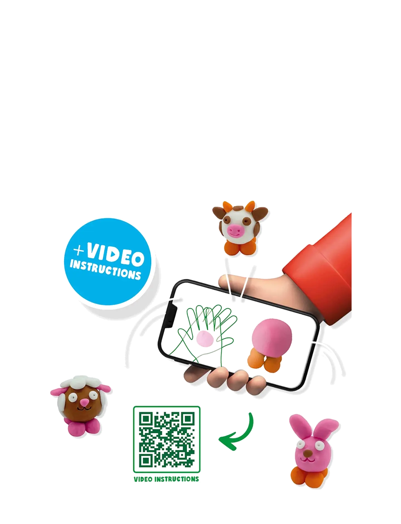 SES Creative - Dough - FunDo Farm animals 3x90gr 1x40gr - pink - 2