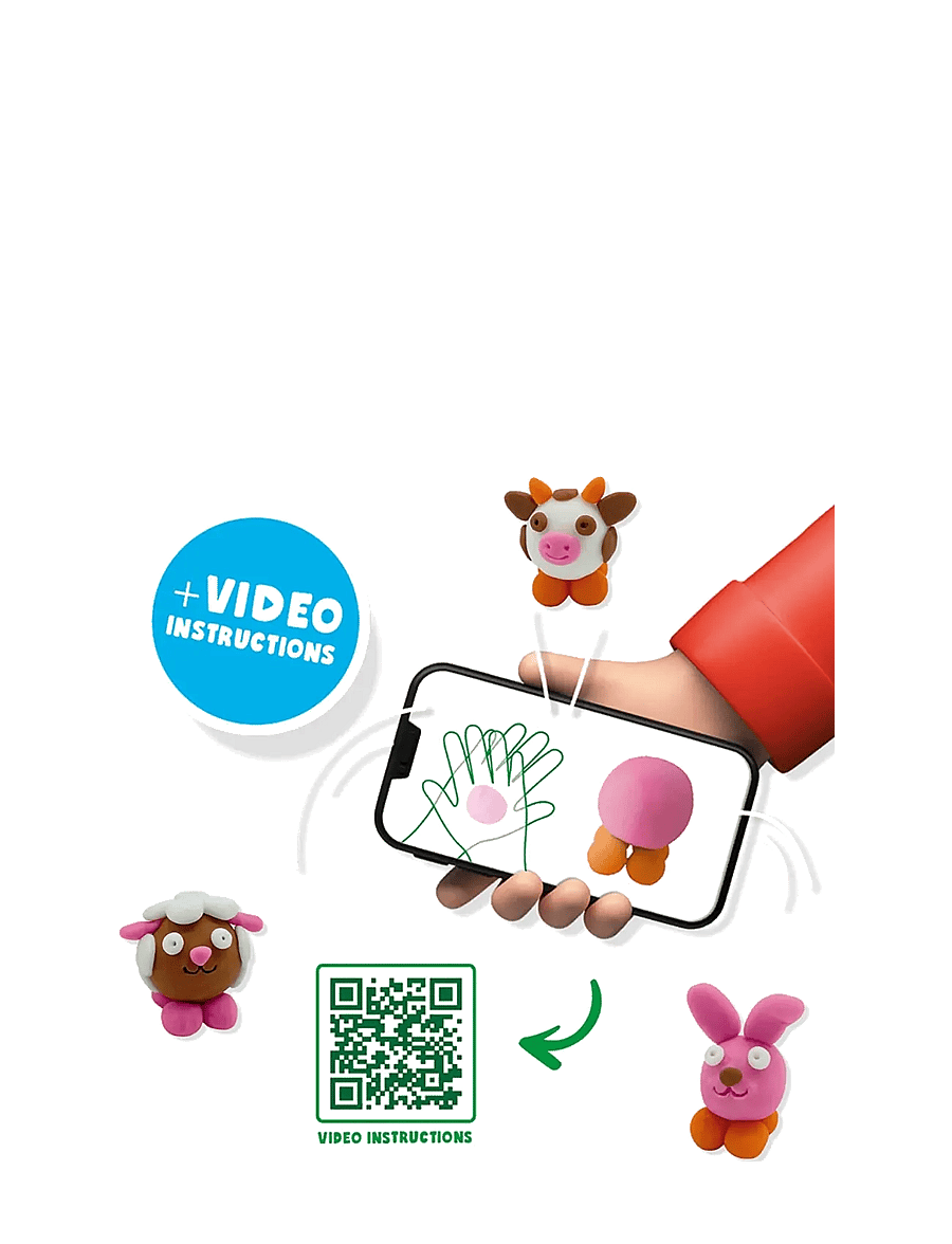 SES Creative - Dough - FunDo Farm animals 3x90gr 1x40gr - pink - 2