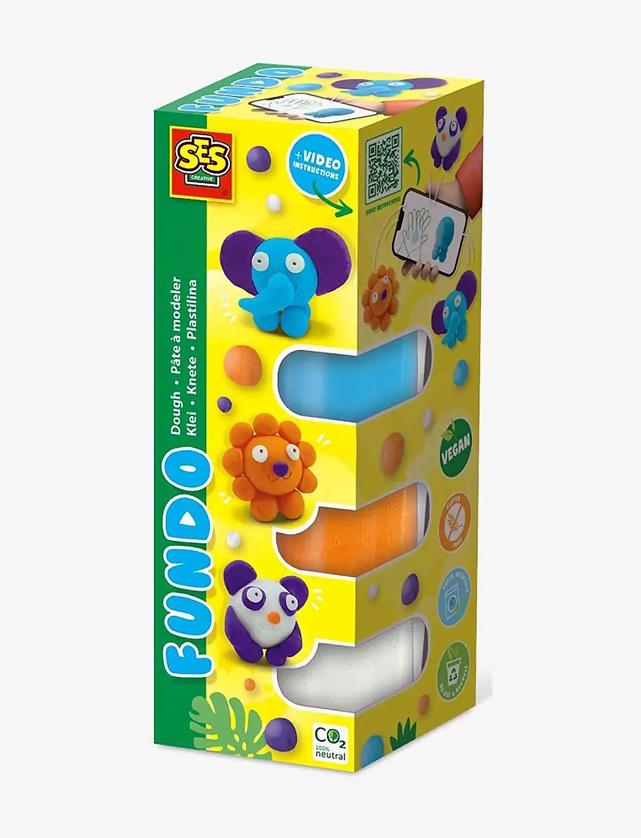 SES Creative - Dough - FunDo Wild animals 3x90gr-1x40gr - play dough - multi - 0