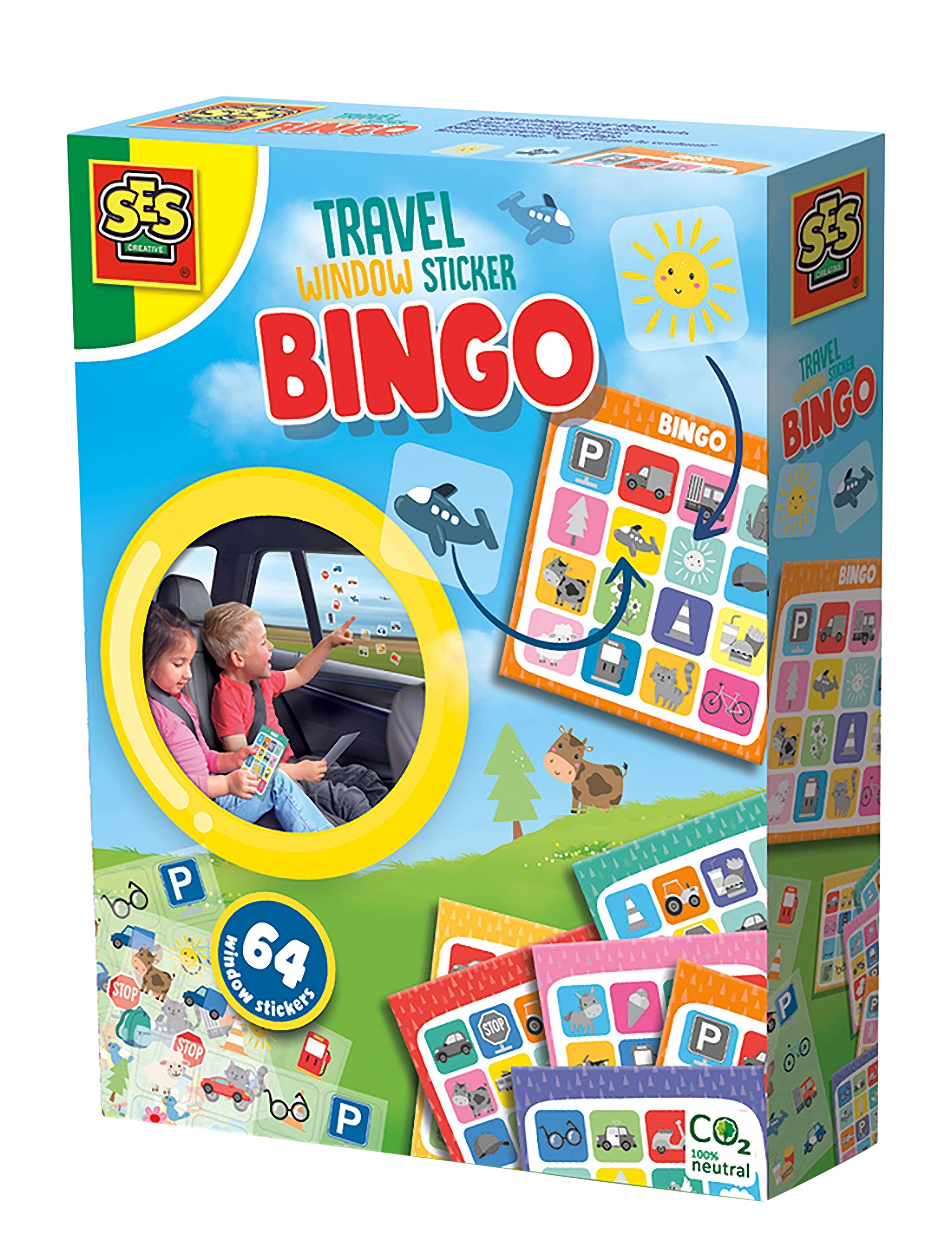 SES Creative Game - Bingo - Car Window Stickers, One Size, Multi/patterned, Spil > Bingo, Børn