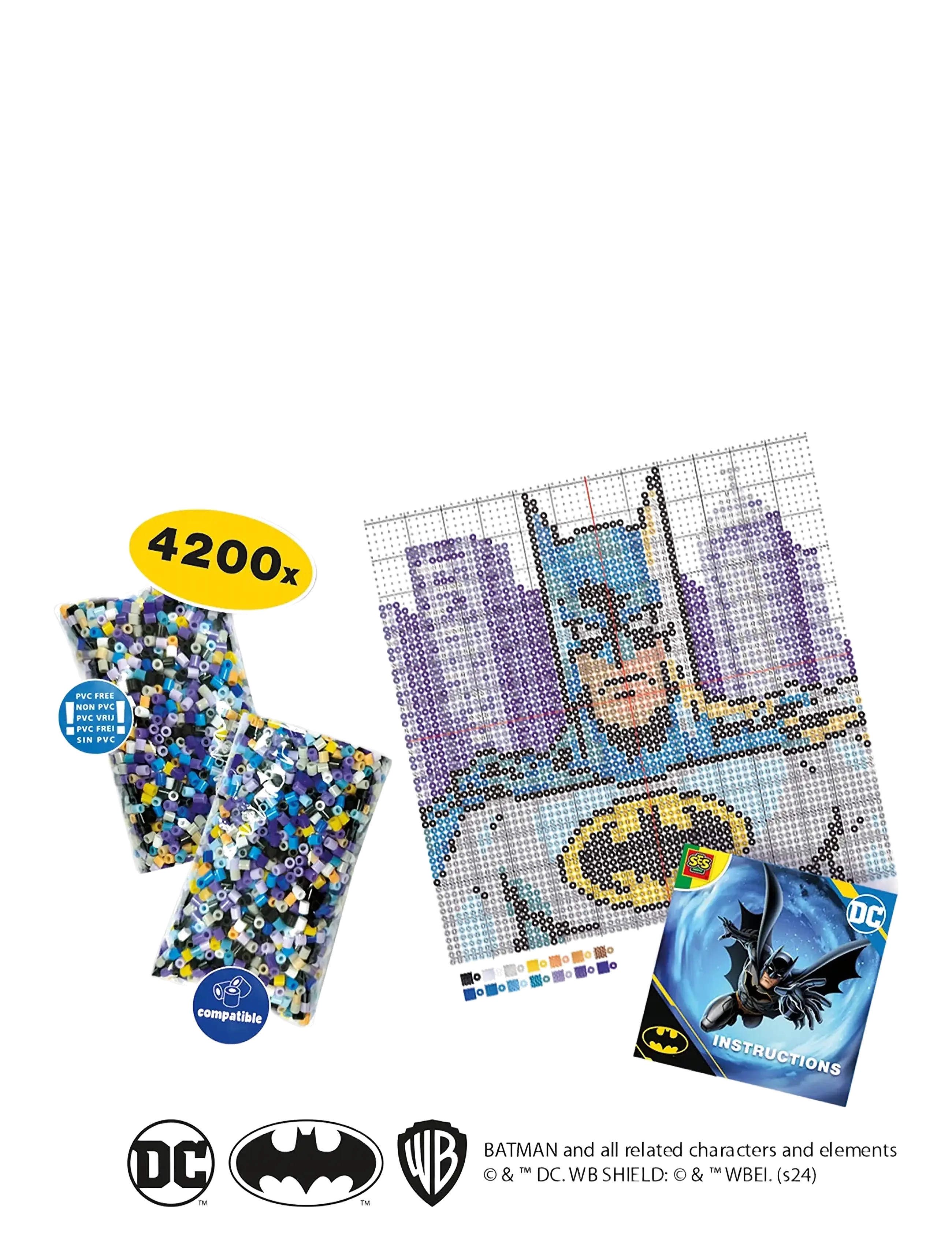 SES Creative - Iron on Beads -  DC Batman - Batman 4200 pcs - pysselset - multi - 1