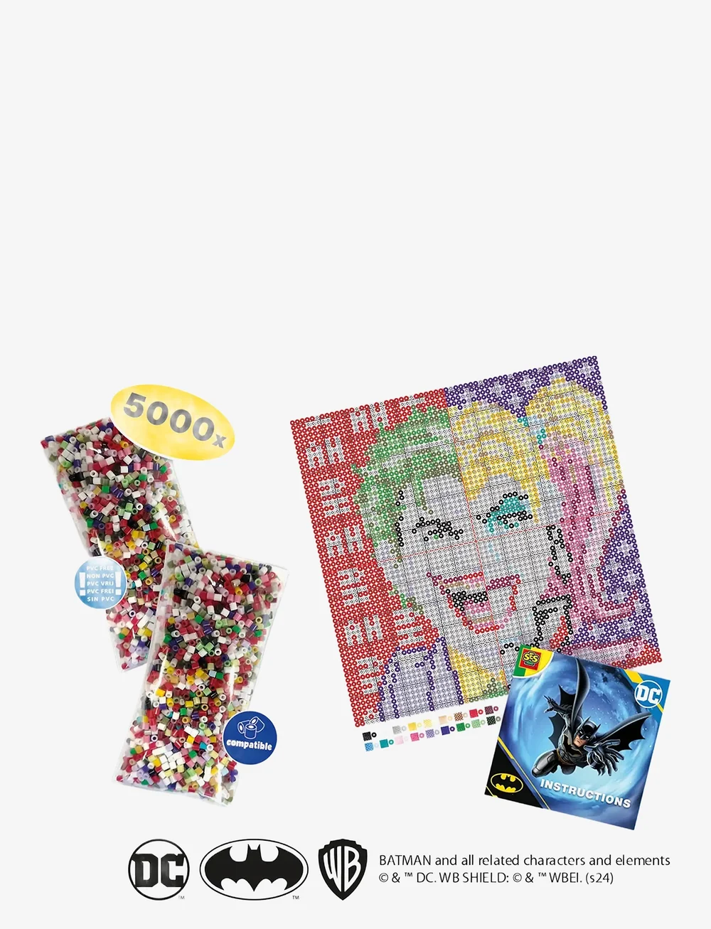 SES Creative - Iron on Beads - DC Batman - Joker and Harley Quinn 5000 pcs - käsitöökomplekt - multi - 1