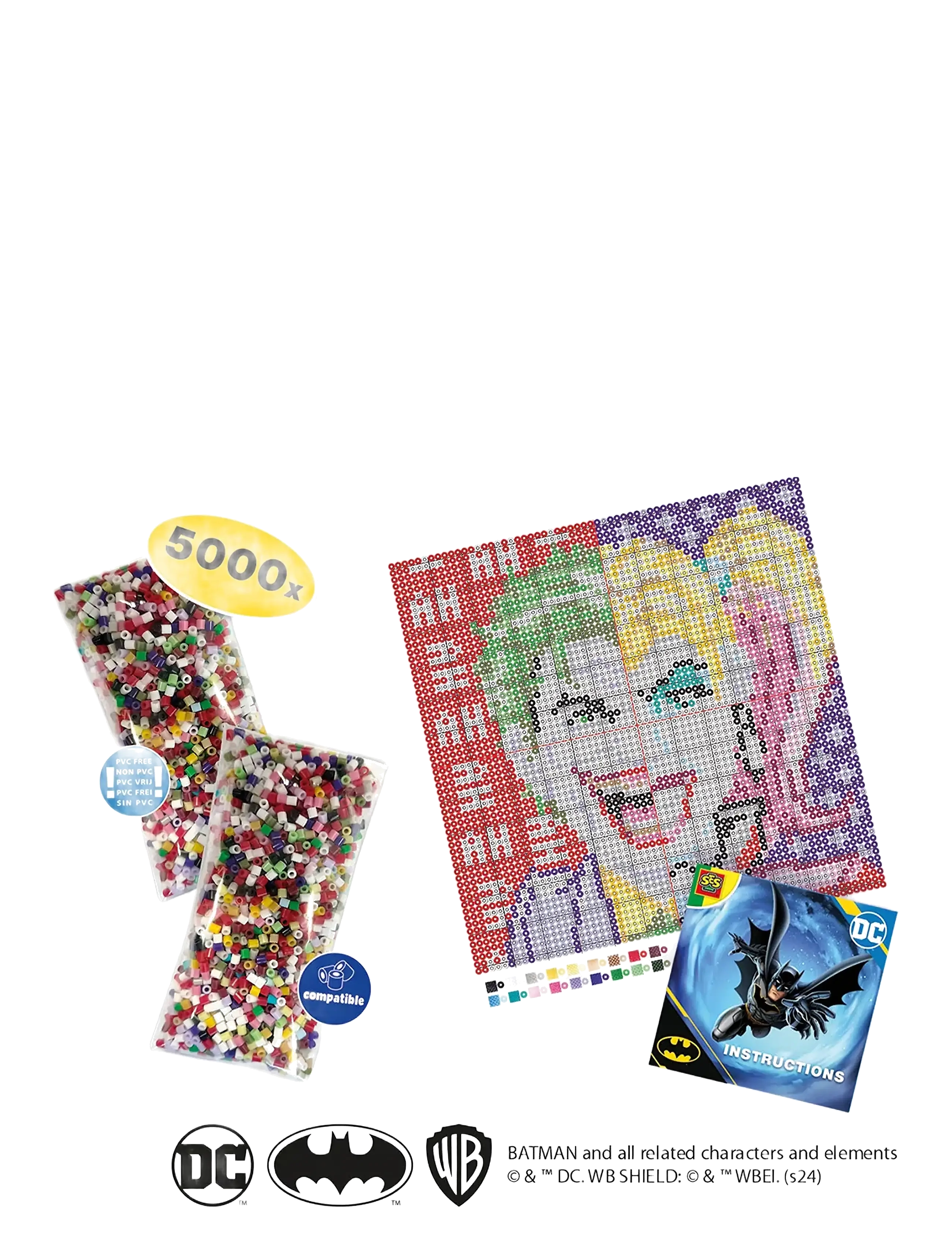SES Creative - Iron on Beads -  DC Batman - Joker and Harley Quinn 5000 pcs - kreasæt - multi - 1