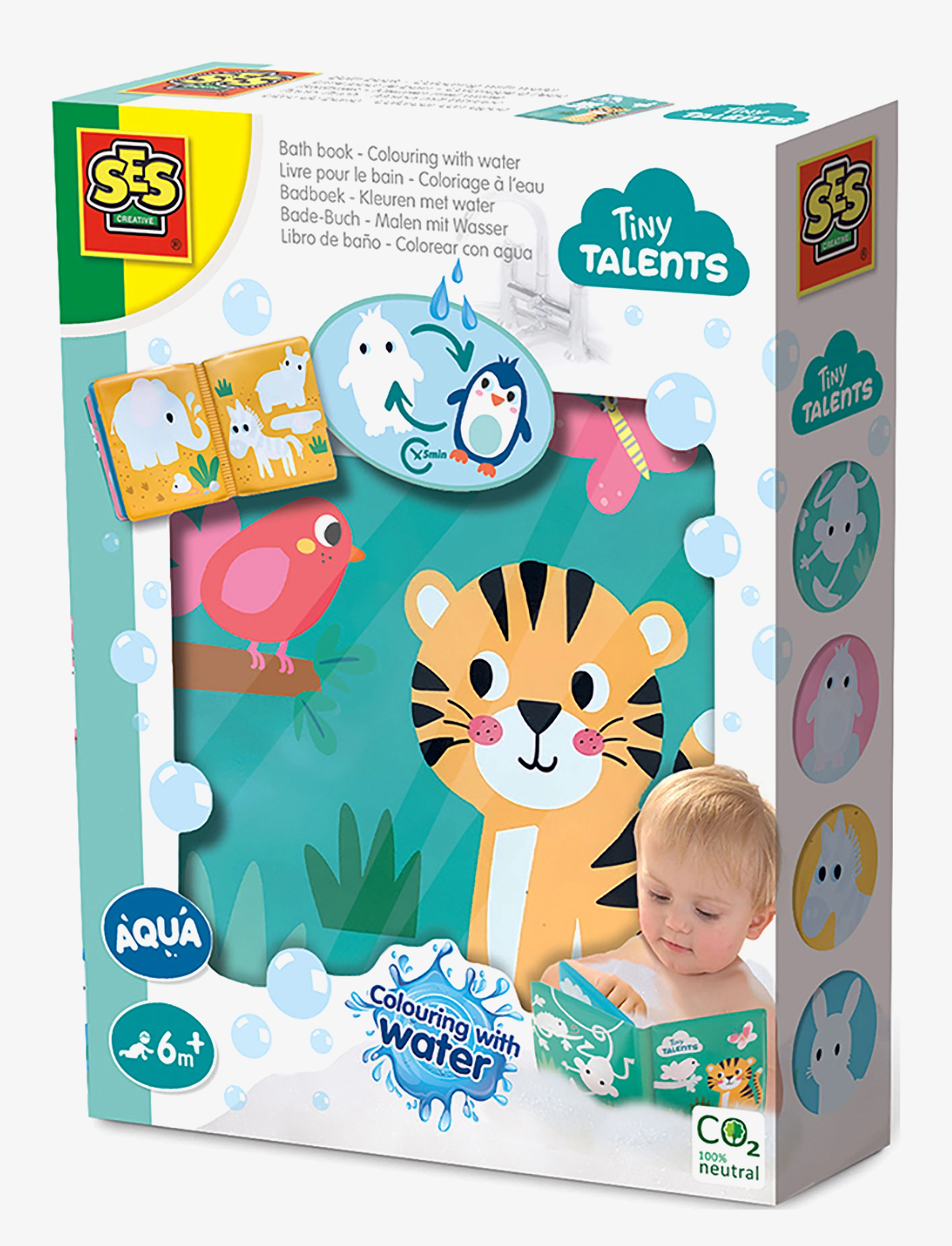 SES Creative Bath Time - Colouring With Water Bath Book, One Size, Multi/patterned, Børnebøger > Babybøger, Børn
