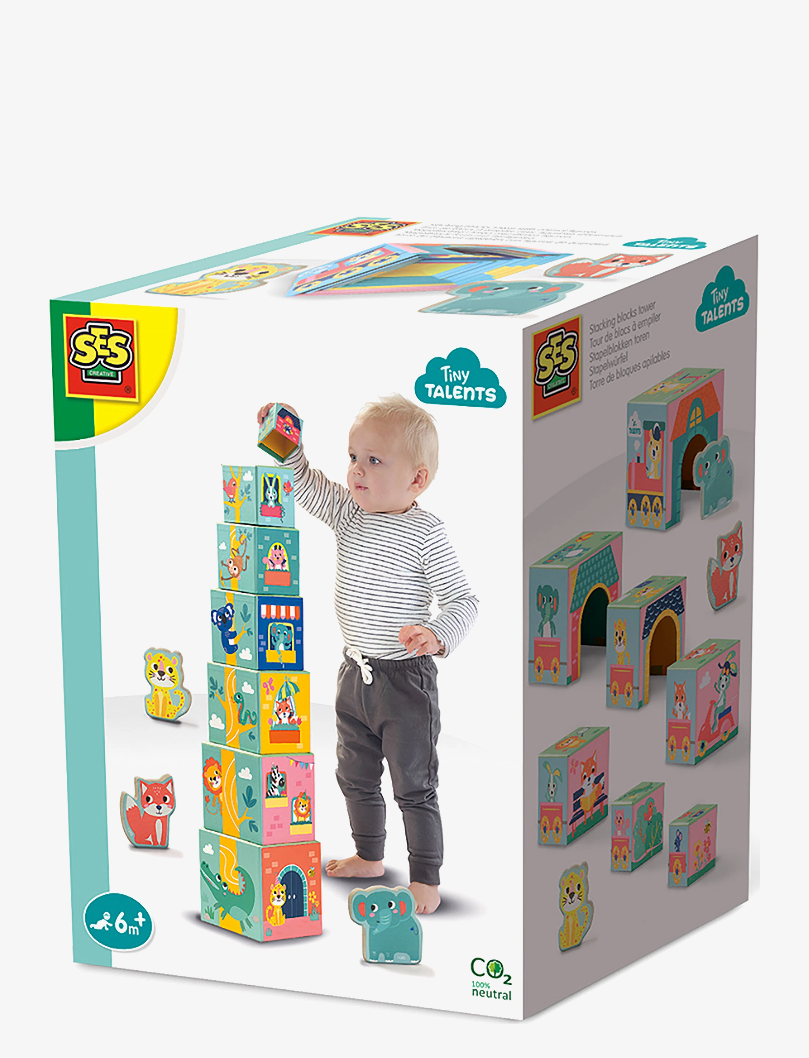 SES Creative Nesting Cubes Animal Figures, One Size, Building Sets & Blocks, Mehrfarbig/gemustert - Kinder