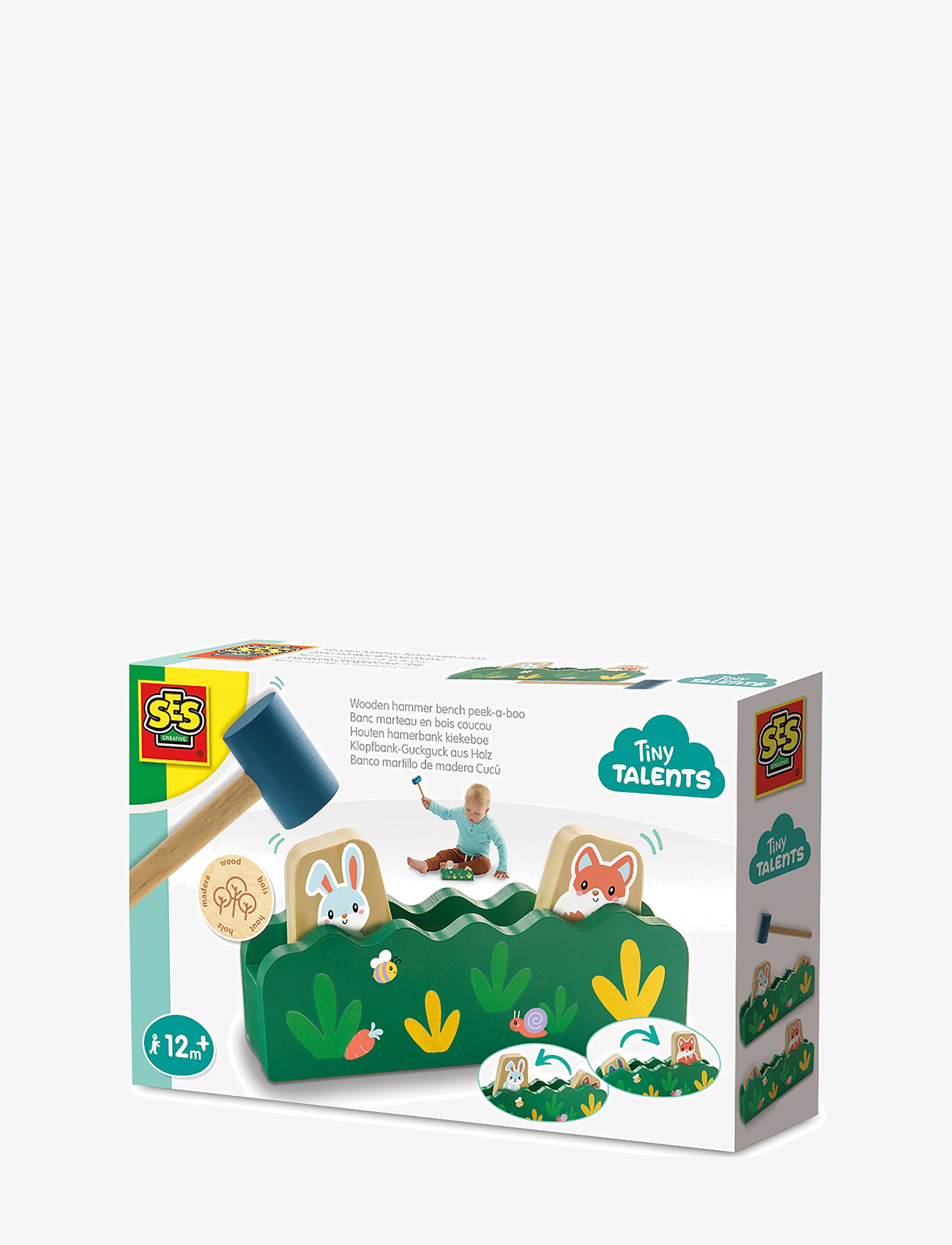 SES Creative - Hammer Bench - Peek-a-boo - plaktukų suolo žaislas - green - 1
