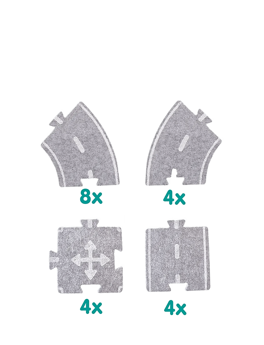 SES Creative - Felt Road Circuit 20 parts - rennbahnen - grey - 2