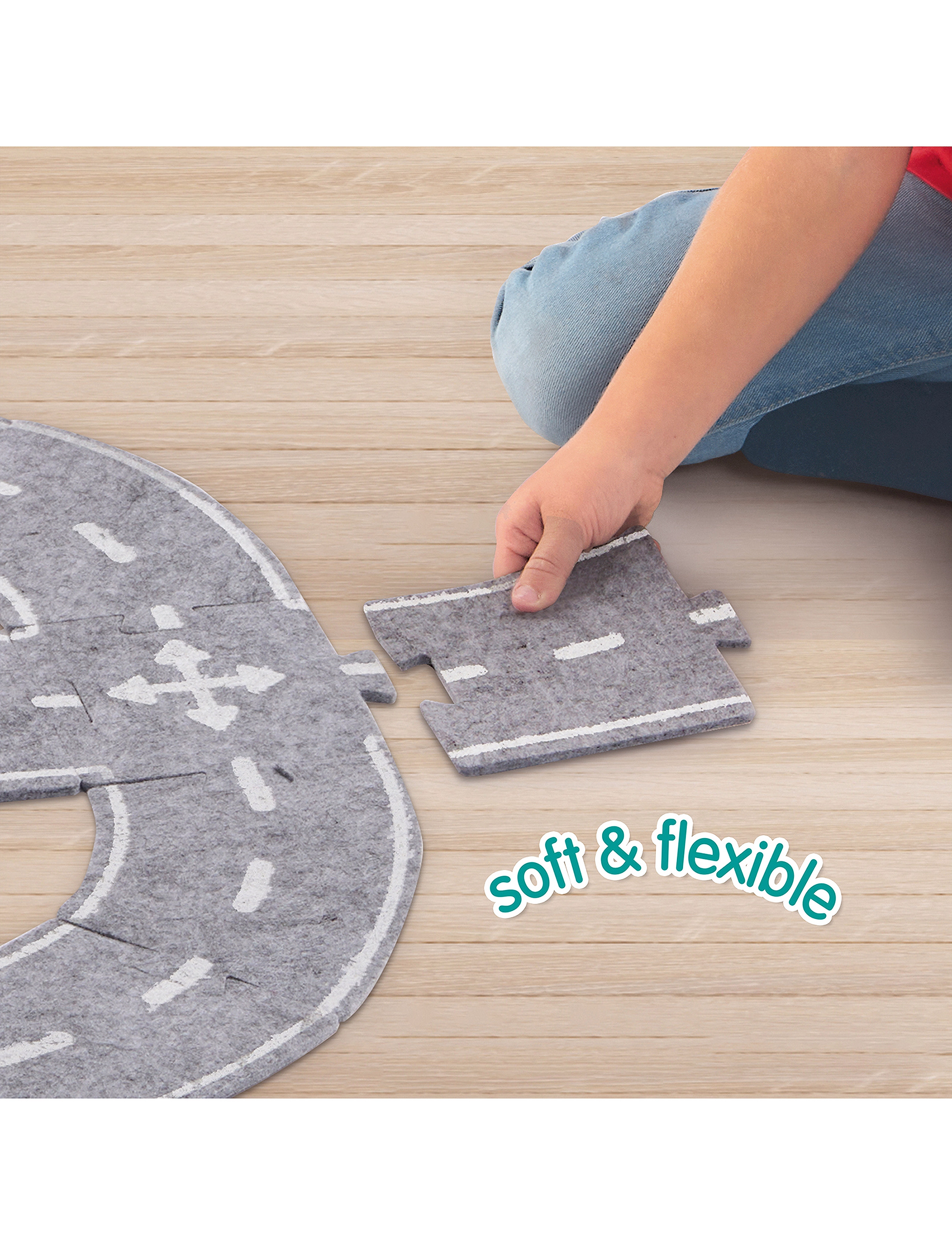SES Creative Felt Road Circuit 20 Parts, One Size, Toy Cars & Vehicles, Grau - Race Tracks, Kinder