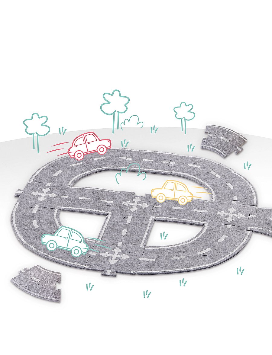 SES Creative - Felt Road Circuit 20 parts - rennbahnen - grey - 3