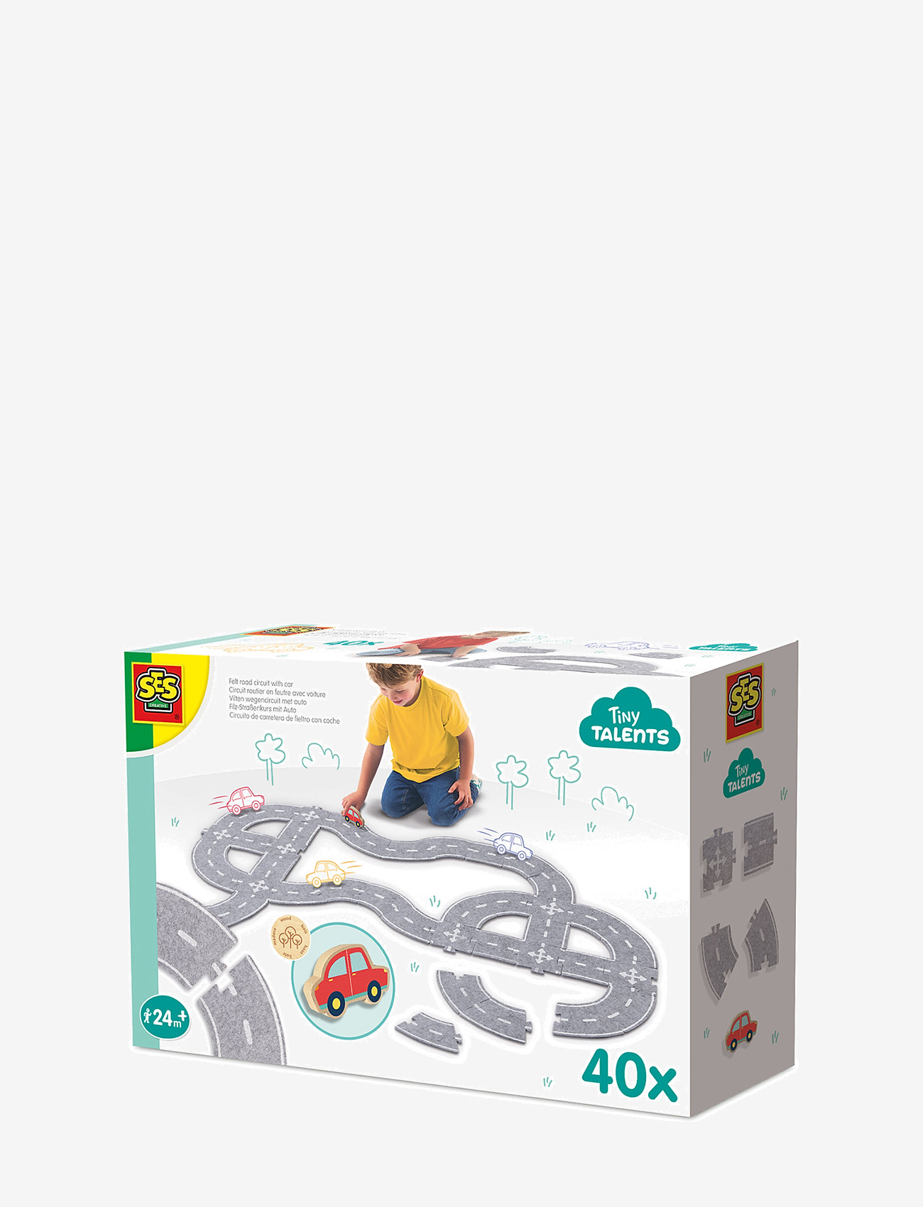 SES Creative - Felt Road Circuit with Car  40 parts - võistlusrajad - grey - 1