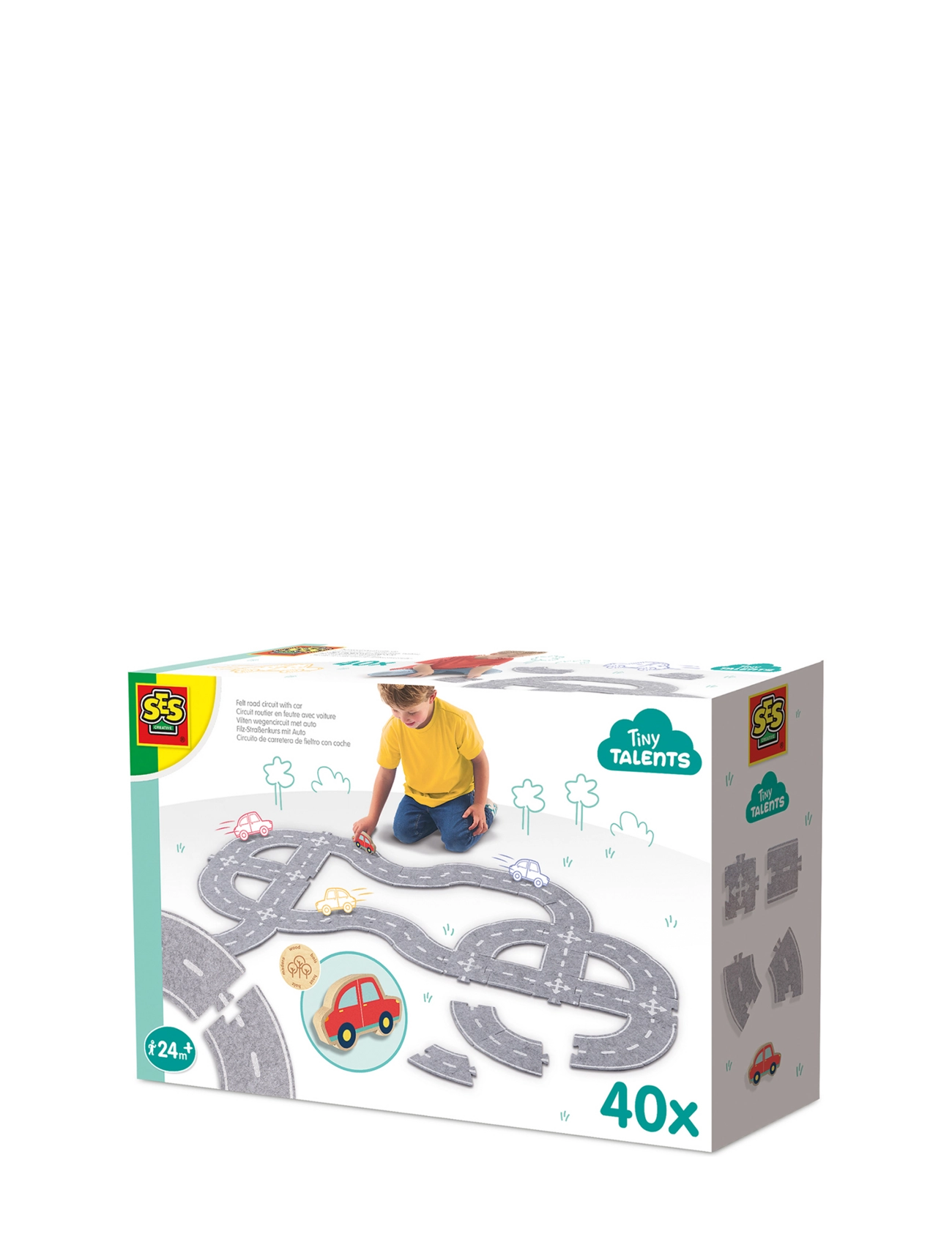 SES Creative Felt Road Circuit with Car  40 parts - Mänguasjad - GREY / grey