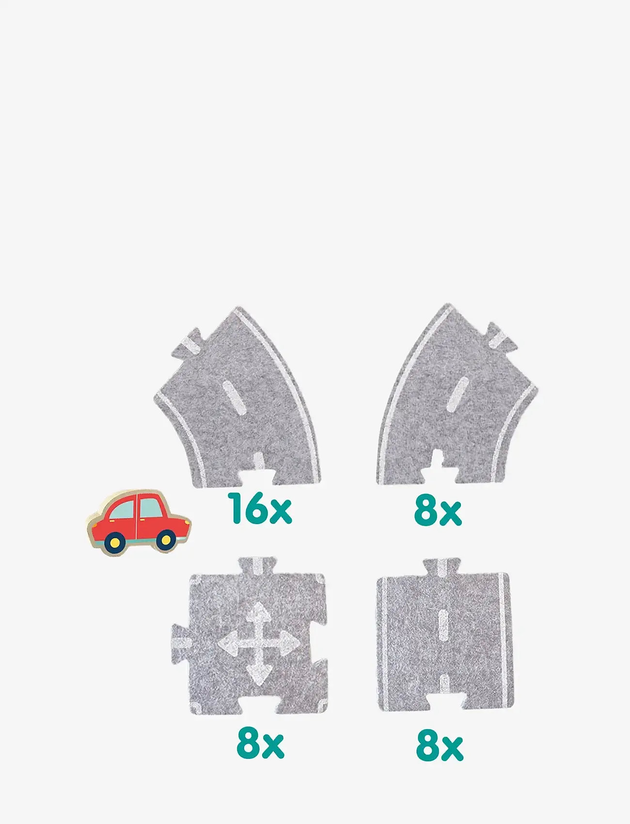 SES Creative - Felt Road Circuit with Car  40 parts - võistlusrajad - grey - 2