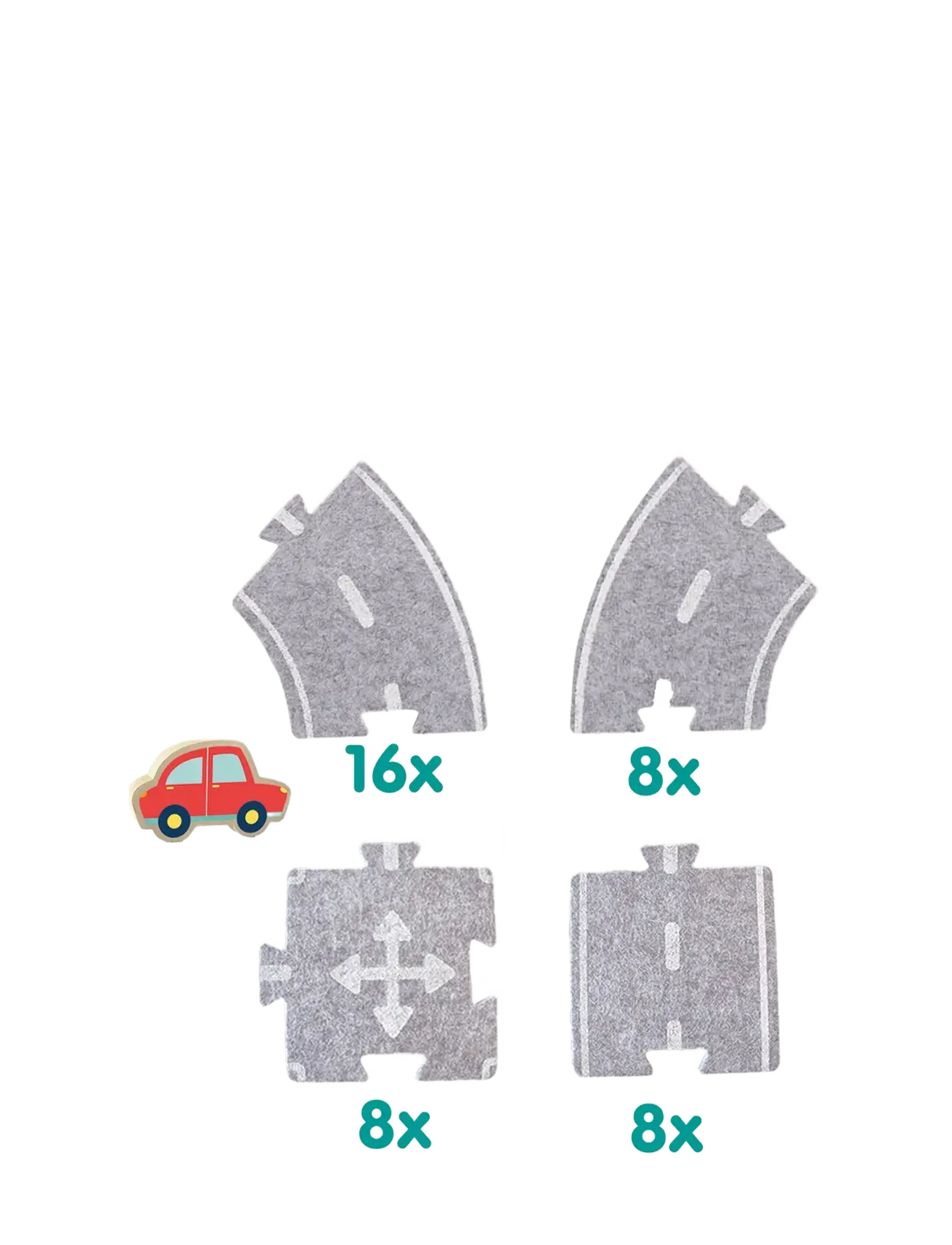 SES Creative - Felt Road Circuit with Car  40 parts - bilbanor - grey - 2