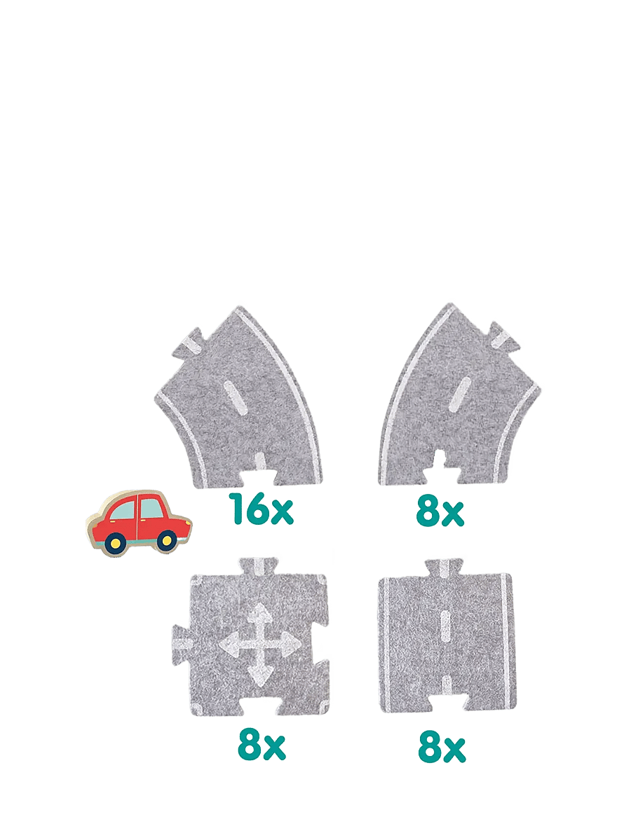 SES Creative - Felt Road Circuit with Car 40 parts - rennbahnen - grey - 2
