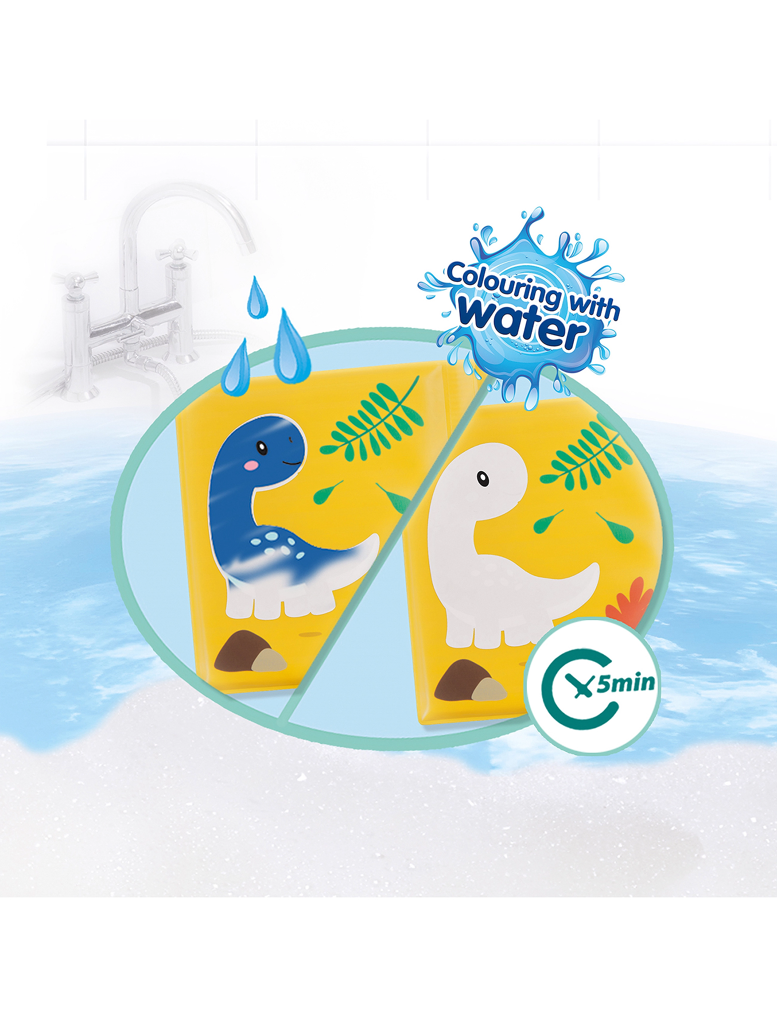 SES Creative - Bath Time - Colouring with Water - Dino Bath Book - vannas rotaļlietas - multi - 3