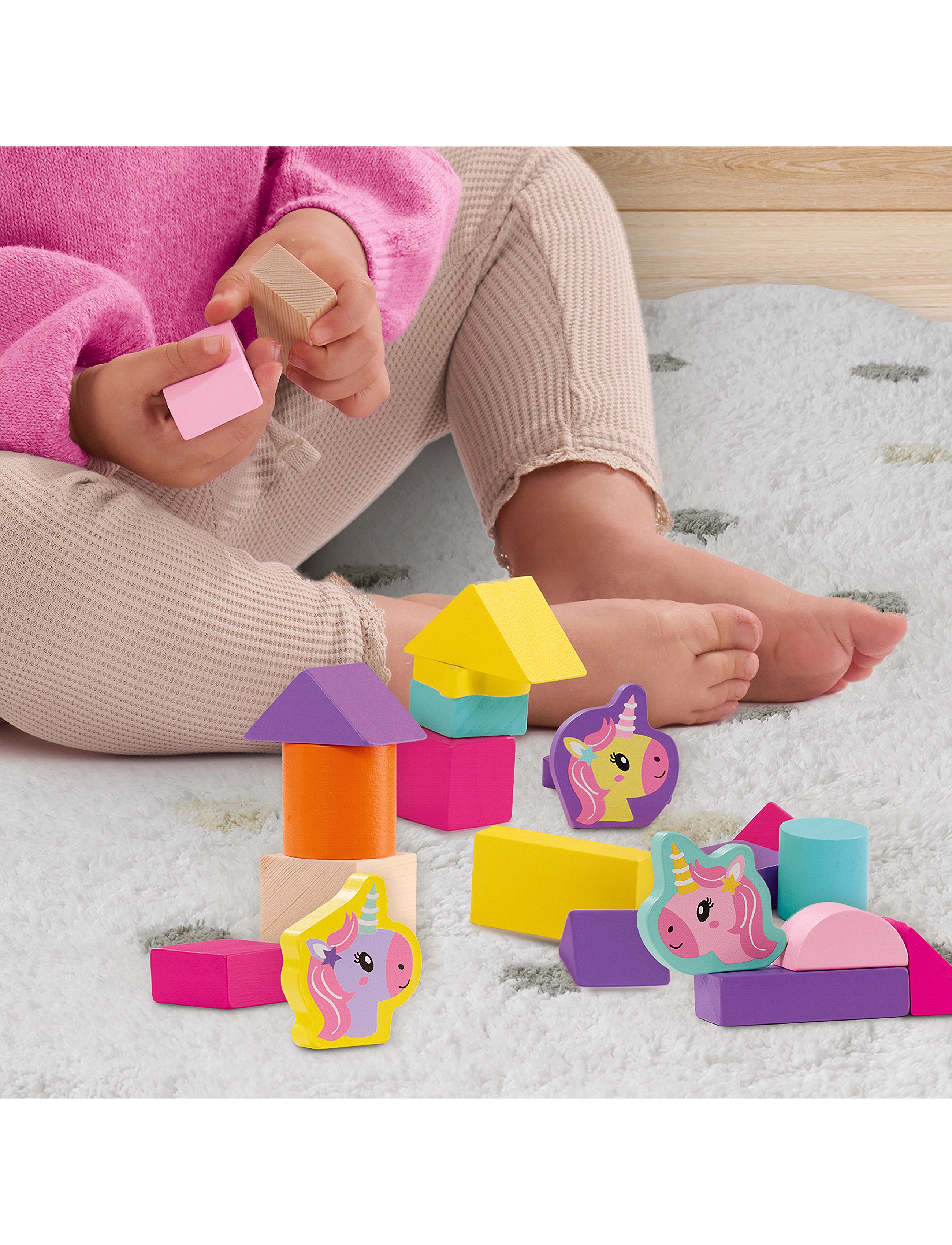 SES Creative Wooden Building Blocks Unicorn 52 Pcs, One Size, Sets & Blocks, Mehrfarbig/gemustert - Kinder