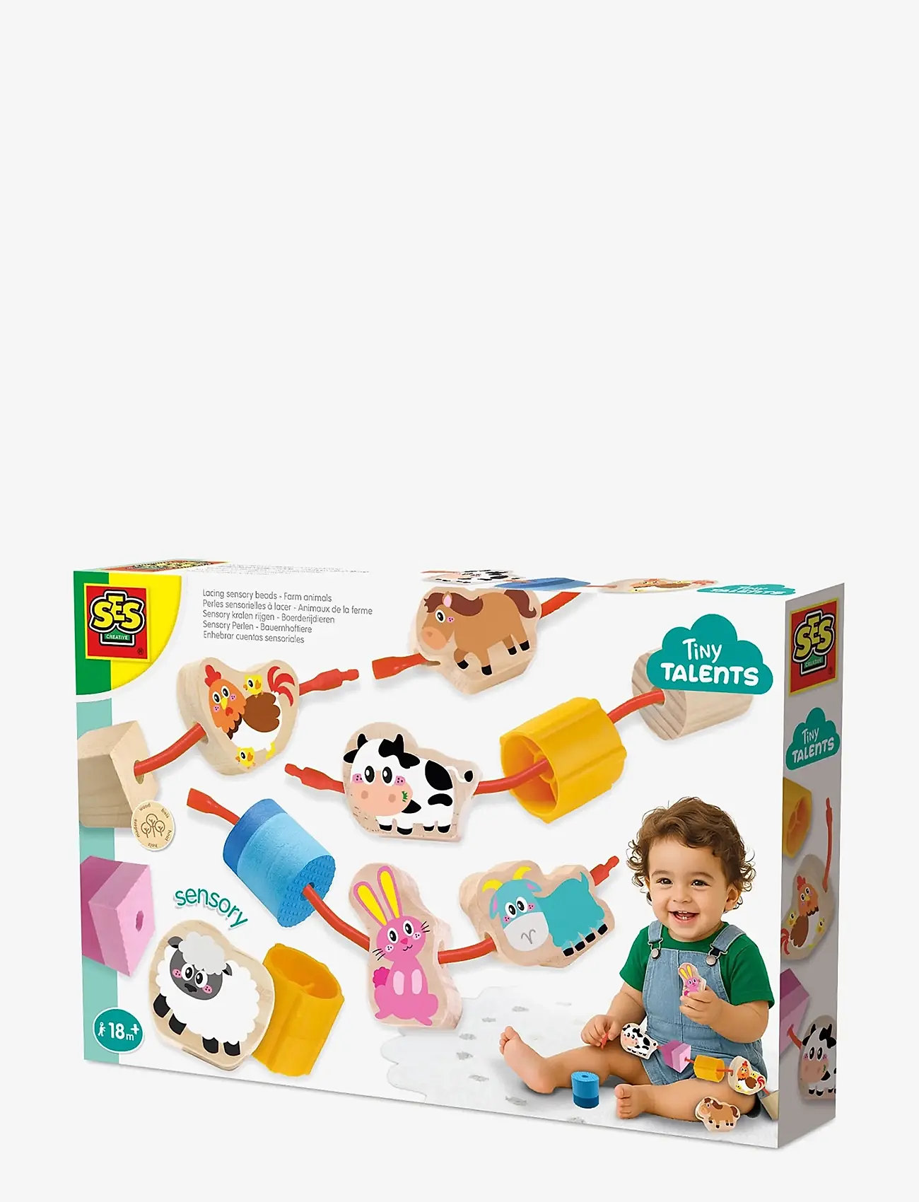 SES Creative - Lacing Sensory Beads - Farm Animals - steam-legetøj - multi - 0